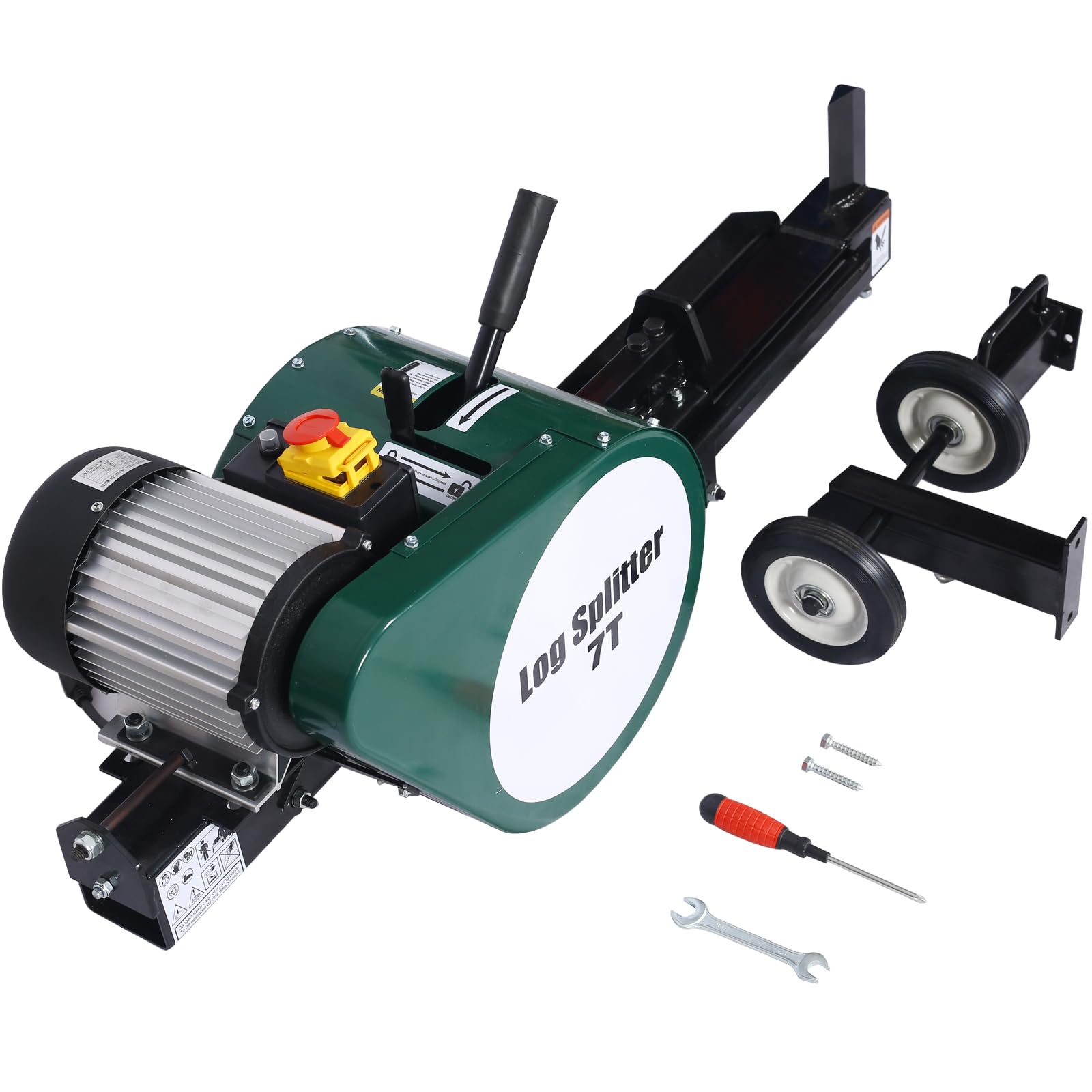 7 Ton Electric Log Splitter - 16A 2HP Double Flywheel Wood Splitter with Mobile Wheels | Horizontal Firewood Splitting Machine for Home Heating, Camping & Outdoor Wood Processing
