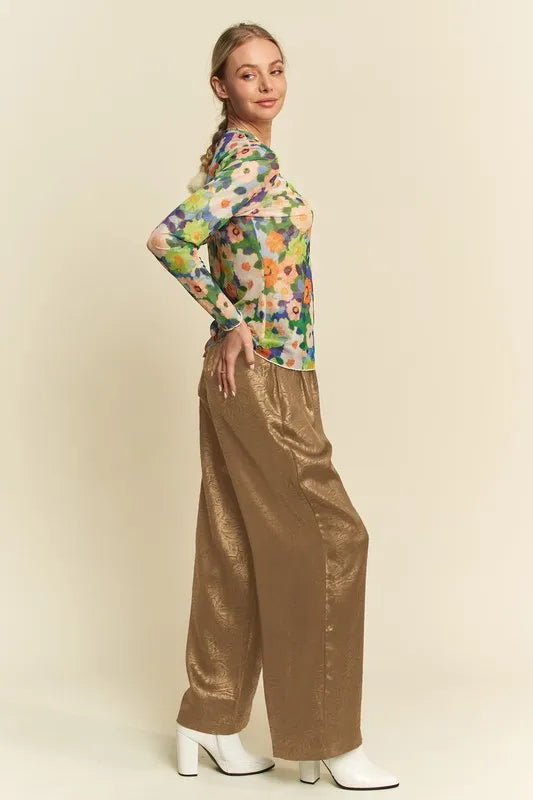Stylish Olive Crinkled Textured Wide Leg Resort Pants for Women - Comfortable Vacation & Beach Wear for Summer Travel