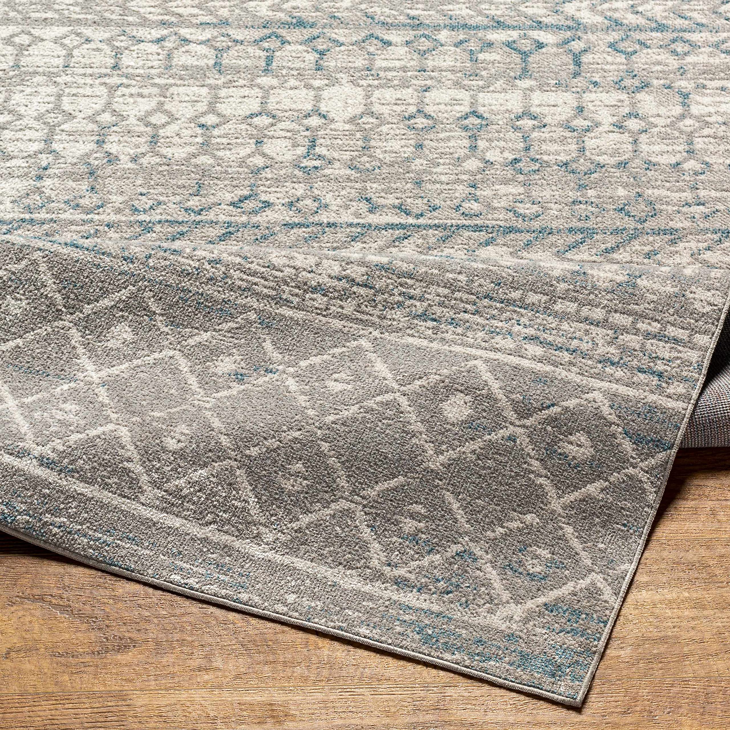 Springbok Machine Washable Area Rug - Blue & Gray Round 6'7