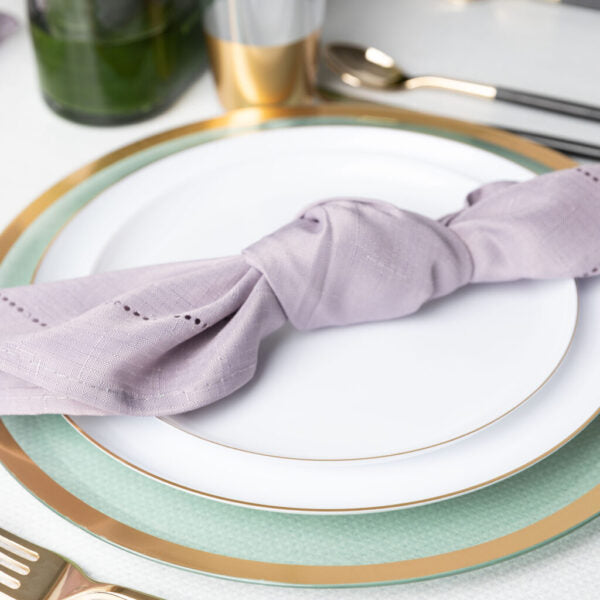 Luxury White and Gold Round Plastic Plates - 10 Pack Elegant Dinnerware Set for Weddings, Parties, and Special Occasions