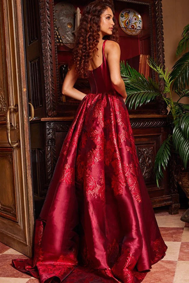 Jovani 07441 Red Pleated Overskirt Sleeveless Prom Gown - Elegant Formal Dress for Homecoming, Pageants & Special Occasions