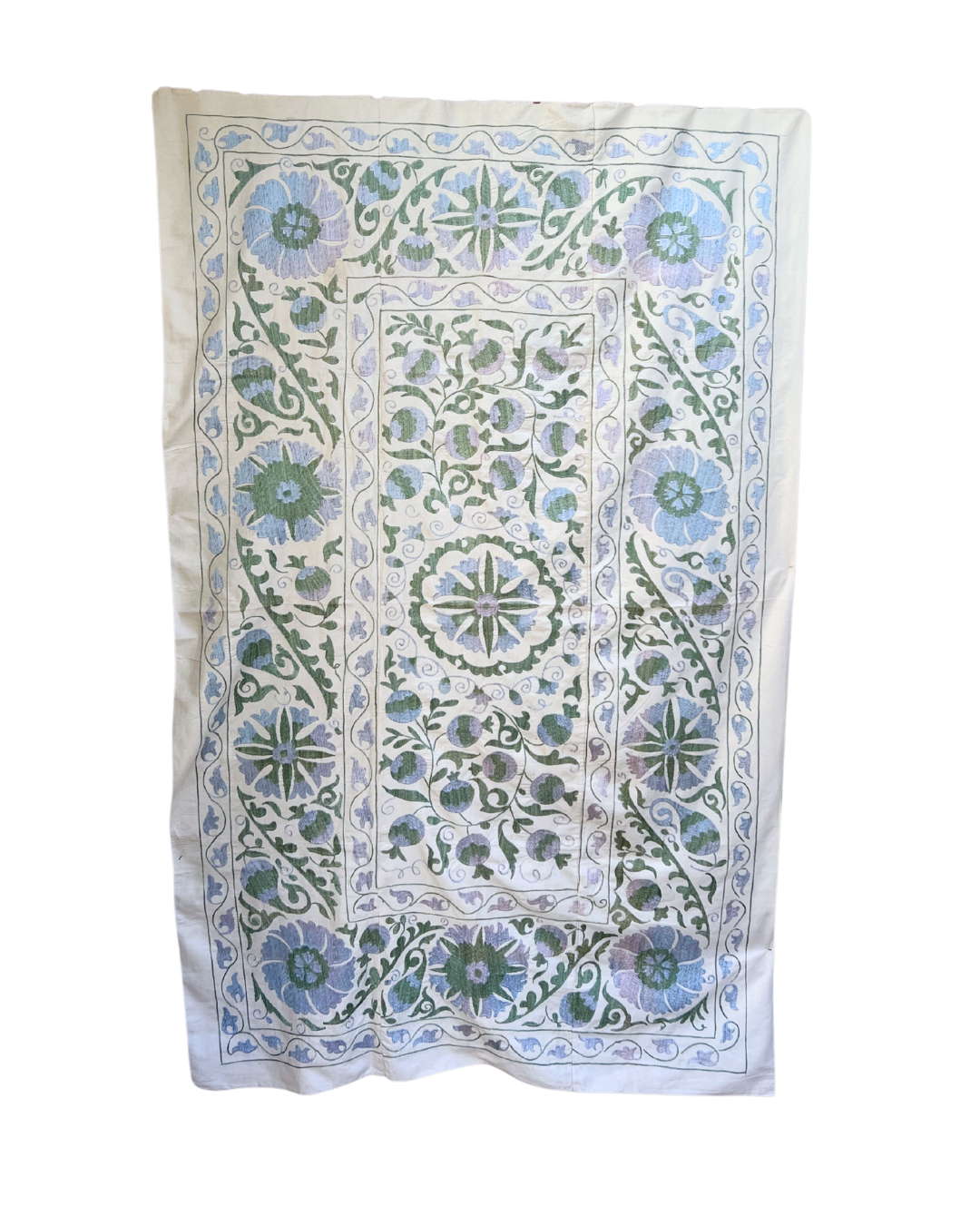 Suzani No 225 Handmade Embroidered Cotton Throw Pillow Cover - Bohemian Home Decor for Living Room, Bedroom & Sofa