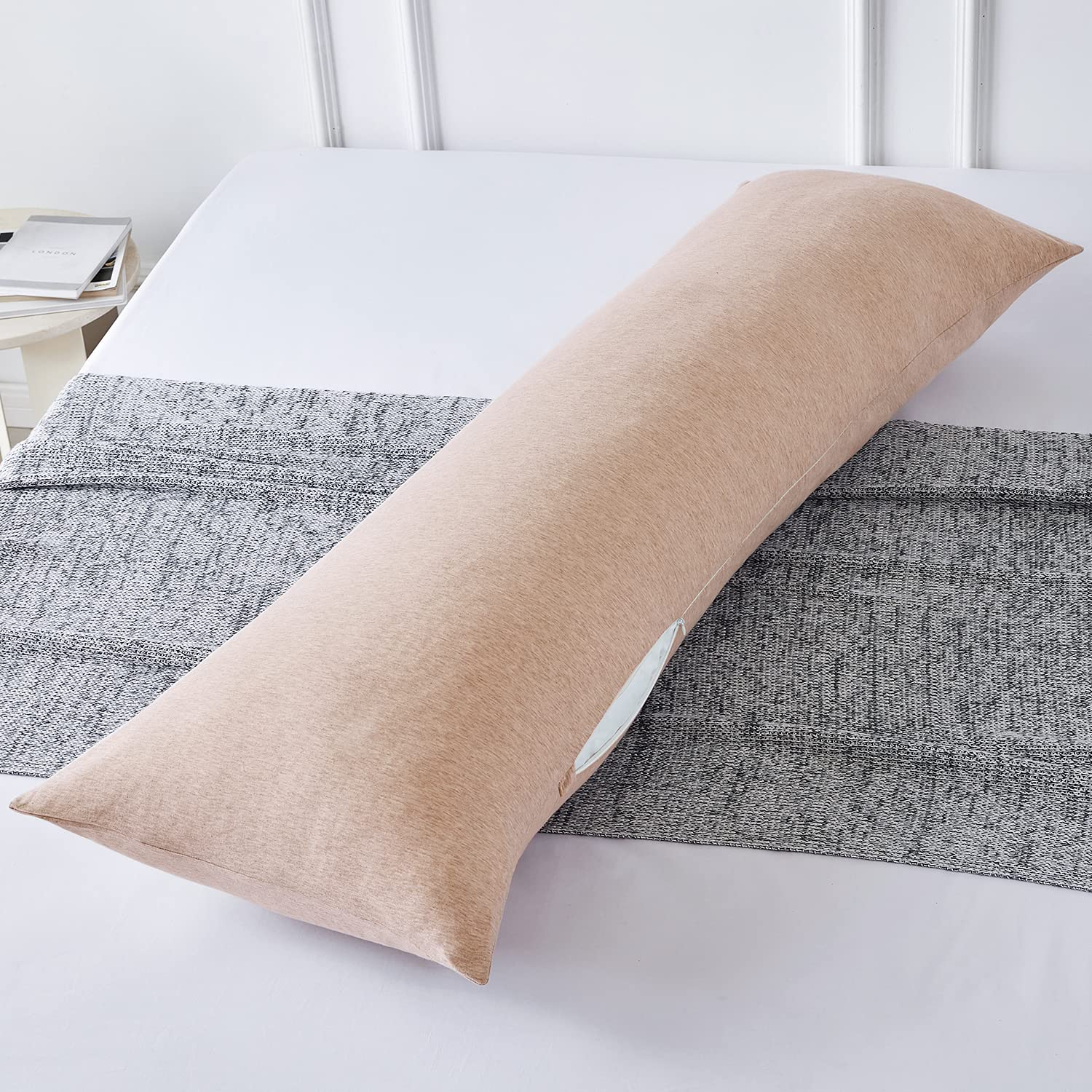 Premium Coffee Brown Body Pillow Case Cover with Zipper - 20x48 Inch Soft Jersey Pure Cotton Pillowcase for Anime, Maternity & Home Comfort - Durable & Breathable for Sleeping, Lounging & Decor