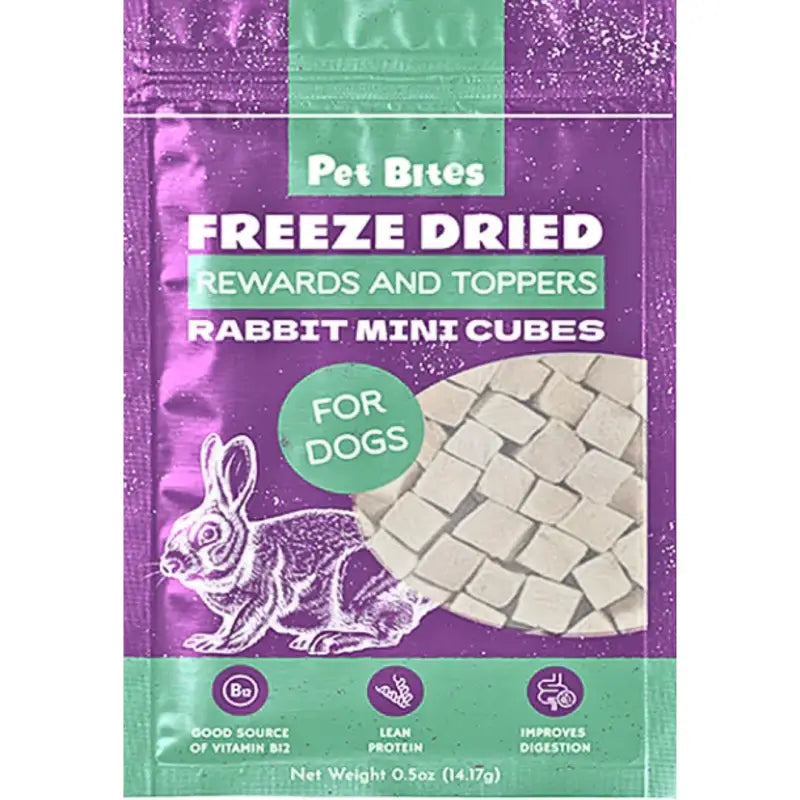 Freeze Dried Rabbit Mini Cubes for Dogs - 14g All-Natural Pet Treats & Food Toppers | High-Protein, Grain-Free Dog Rewards for Training, Snacking & Mealtime Enhancement