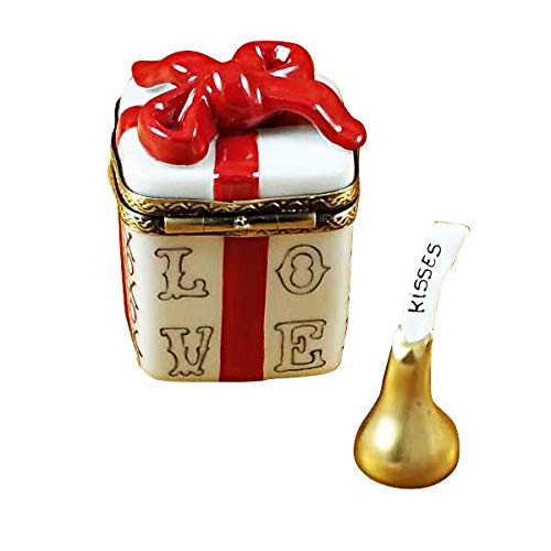 Authentic Limoges Porcelain Figurine - LOVE Gift Box with XO/XO & Removable Kiss | Handcrafted in France | Perfect for Valentine's Day, Anniversary & Romantic Gifts