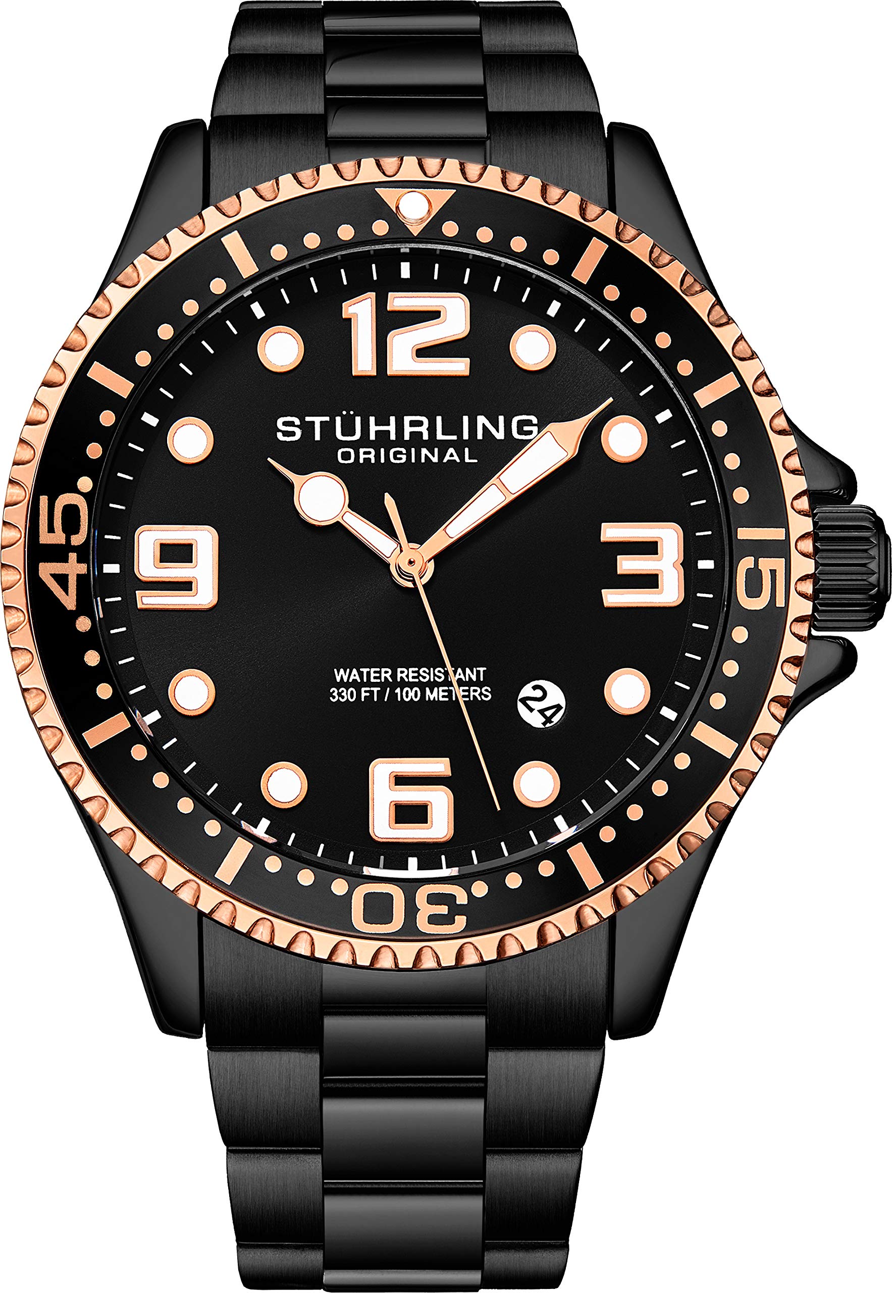 Stuhrling Original Men's Analog Dive Watch - 100M Water Resistant Sports Watch with Stainless Steel Bracelet | Professional Diving, Swimming & Outdoor Activities | Men's Luxury Watch Collection
