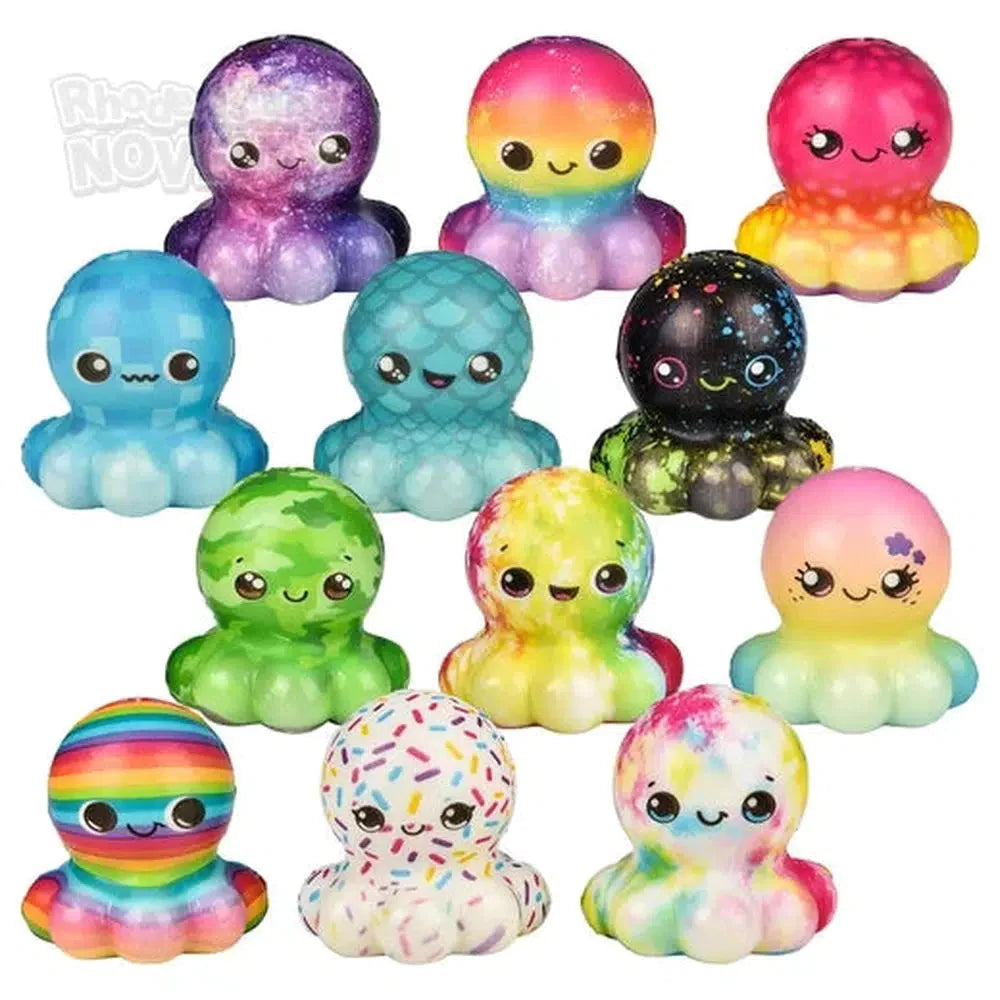 2 Pack Micro Squish Octopus Stress Relief Toys - Assorted Cute Styles for Kids & Adults - Perfect for Anxiety Relief, Sensory Play, and Desk Decor