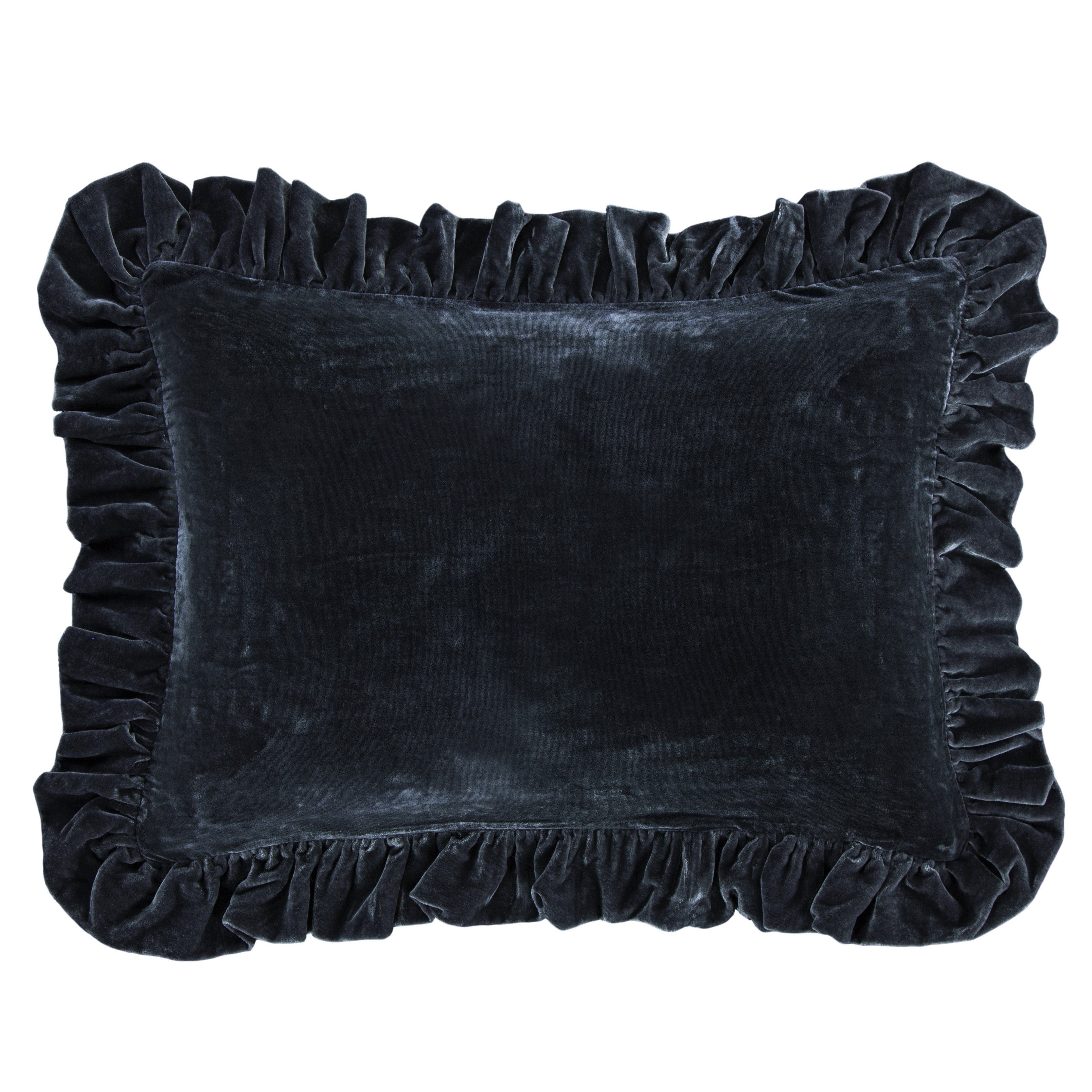 Luxury Stella Faux Silk Velvet Ruffled Dutch Euro Pillow - Elegant Decorative Throw Pillow for Sofa, Bed, Living Room & Home Decor
