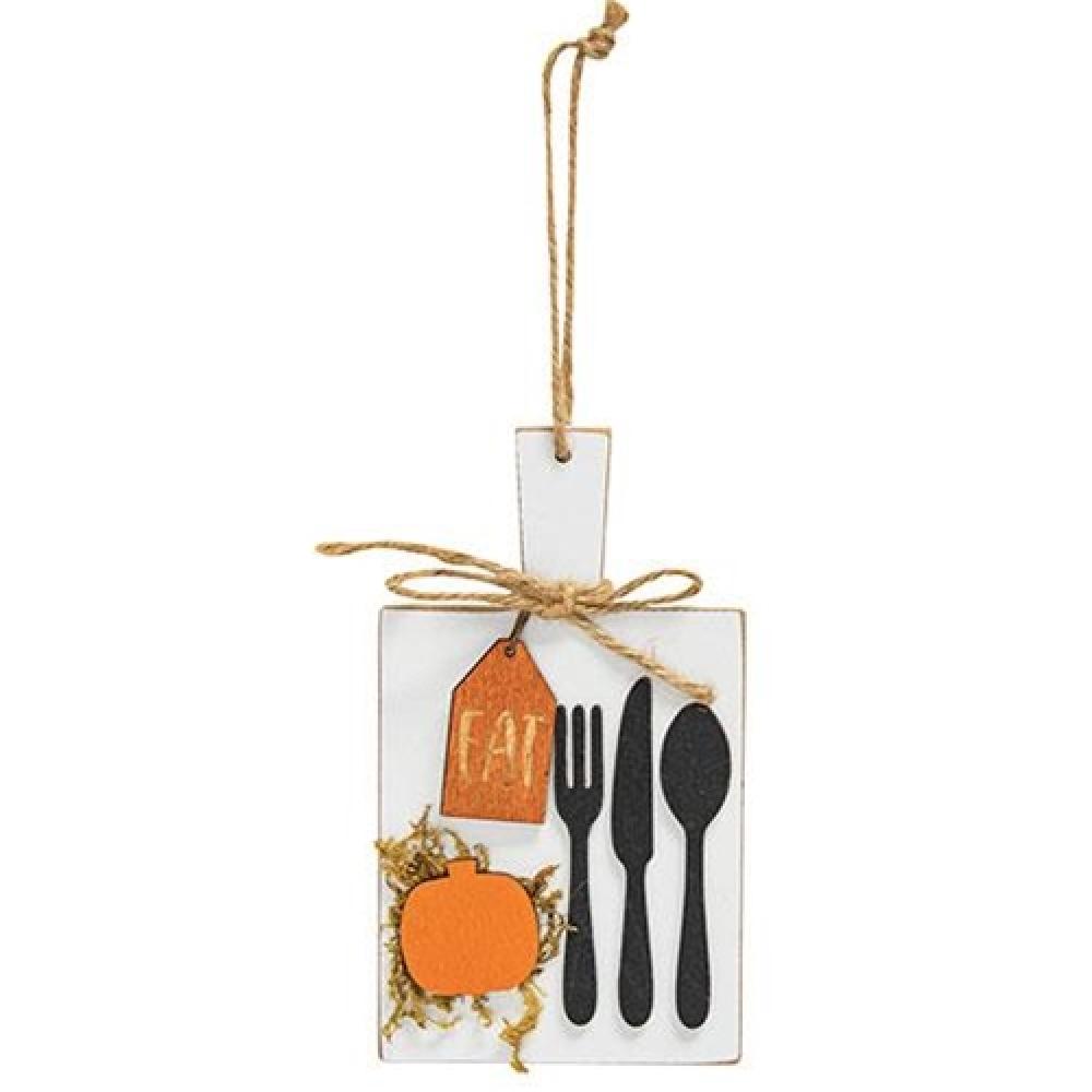 Pumpkin-Shaped Cutting Board with Eat Sign - Kitchen Decor for Halloween, Thanksgiving & Fall Season