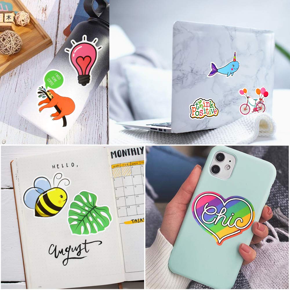 Cute Aesthetic Stickers Pack (50Pcs) - Waterproof Vinyl for Laptop & Water Bottles | Teens & Kids Decor