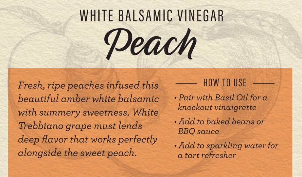 Premium Organic Peach White Balsamic Vinegar - Artisanal Gourmet Condiment for Salads, Marinades & Cocktails | Gluten-Free & Vegan Friendly