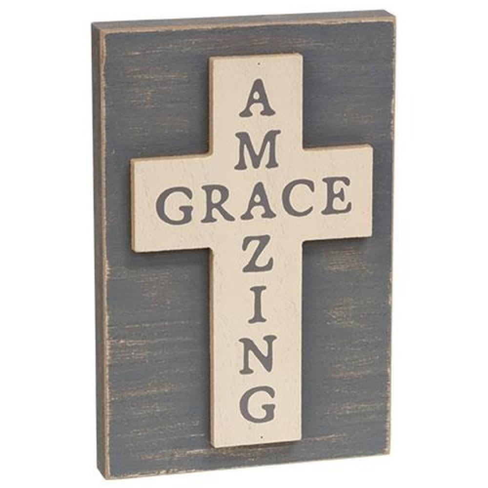 Amazing Grace Layered Wooden Cross Wall Decor - Inspirational Christian Home Decor for Living Room, Bedroom & Office