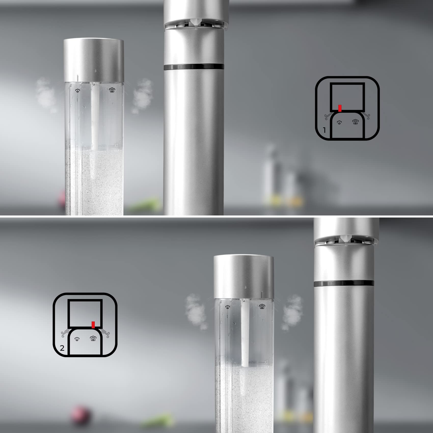 Sparkling Soda Maker with CO2 Cylinder - BPA-Free Home Carbonated Drink Machine for Homemade Sparkling Water, Juice & Coffee | Includes 1LB CO2 & Reusable Bottle (Silver) | Perfect for Parties, Healthy Drinks & DIY Beverages