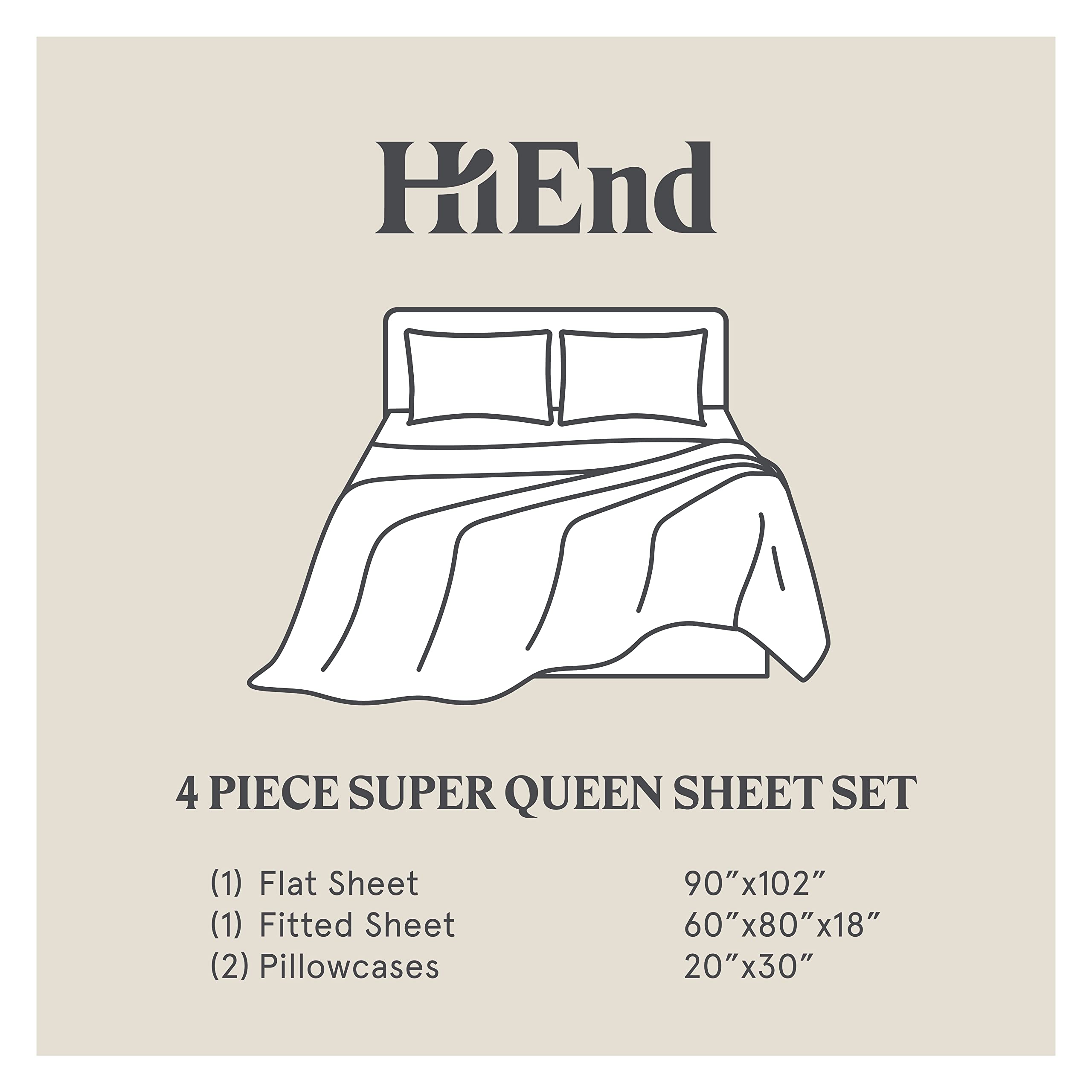 Premium 350 Thread Count Queen Sheet Set - 4 Piece White & Gray Flange Border Cotton Bedding (1 Flat Sheet, 1 Fitted Sheet, 2 Pillowcases) | Modern Luxury Bedroom Decor for Master Suite, Guest Room & Hotel Style Comfort