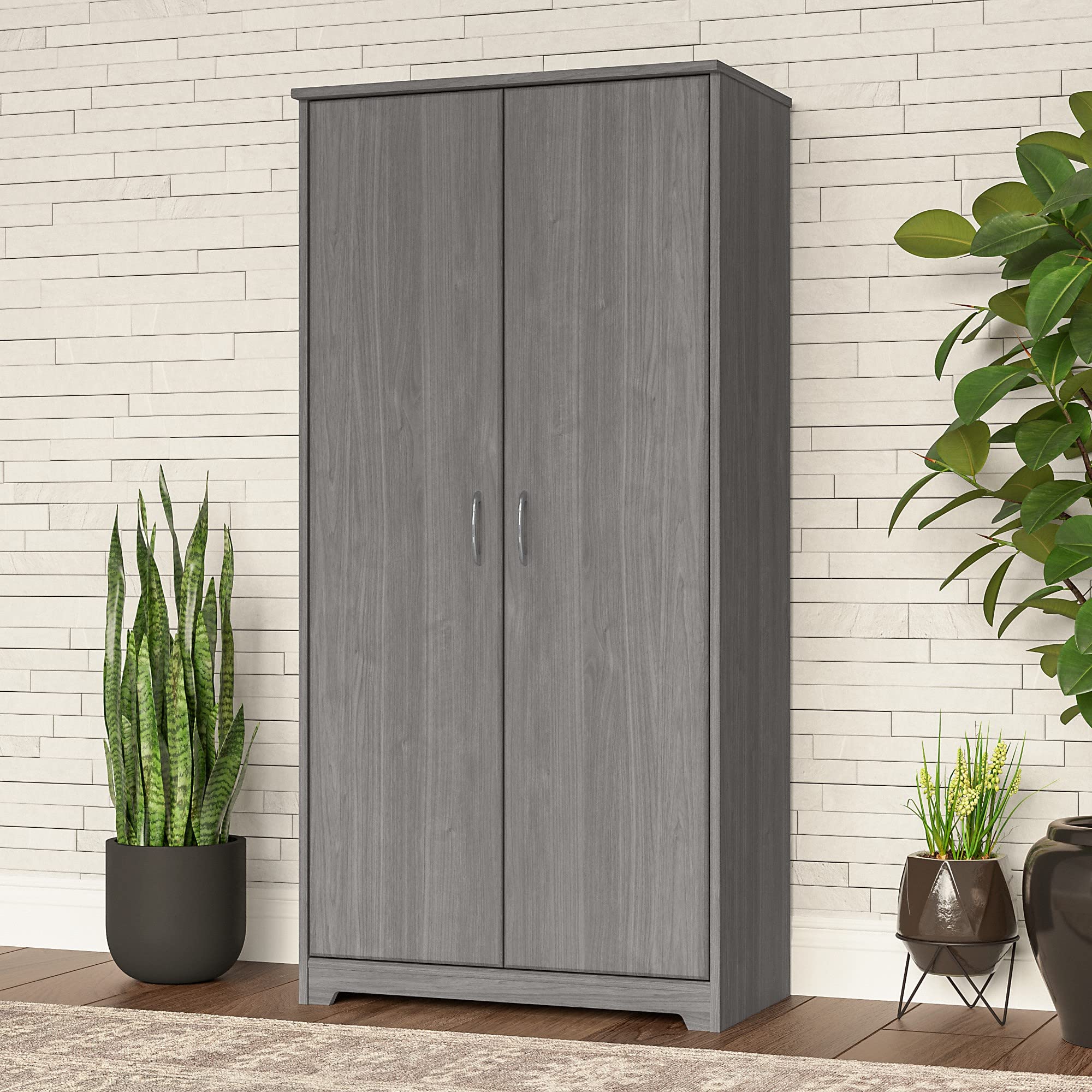 Bush Furniture Cabot Tall Storage Cabinet with Doors - Modern Gray Office Organizer for Files, Books & Supplies | Home & Office Storage Solution