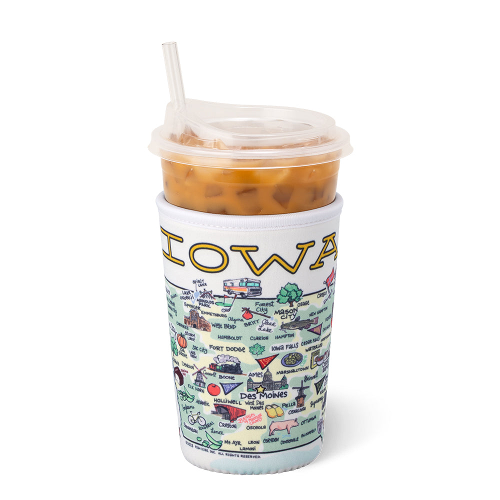 Iowa Medium Iced Cup Coolie - Insulated Beverage Sleeve for Coffee, Tea & Cold Drinks - Perfect for Home, Office & Outdoor Use