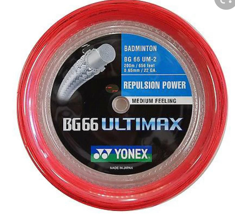 Yonex BG 66 Ultimax Badminton String Reel - High Performance Synthetic Gut for Professional Players | Perfect for Tournament Play & Training Sessions