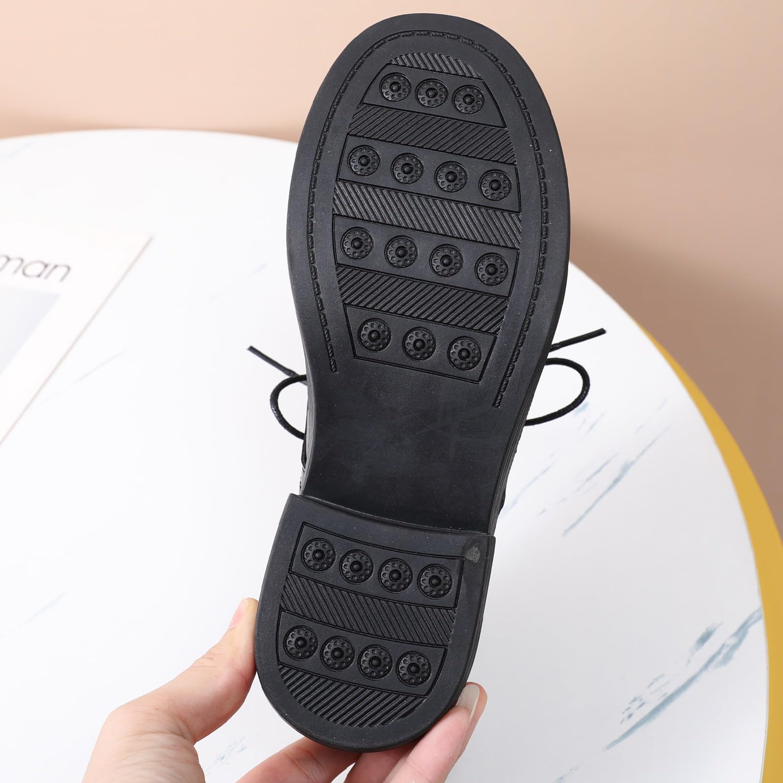 Women's Classic Leather Oxford Shoes - Lace-Up Round Toe Flat Shoes for Business & Office | Non-Slip Comfortable Dressy Shoes for Work & Casual Wear | Perfect for Professional Women, Daily Commute & Formal Occasions