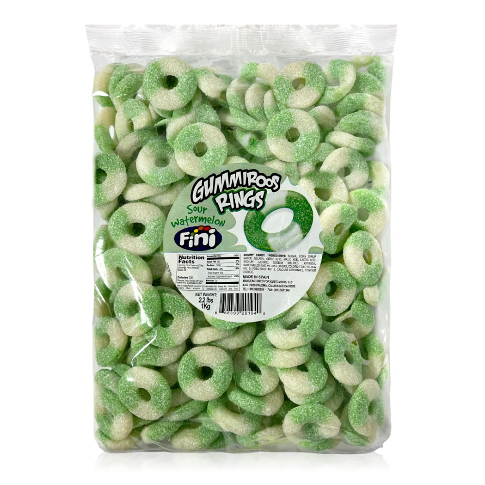 Kustomkids Sour Watermelon Rings Candy - 2.2lb Bulk Bag | Sweet & Tangy Treat for Parties, Snacking & Gifting