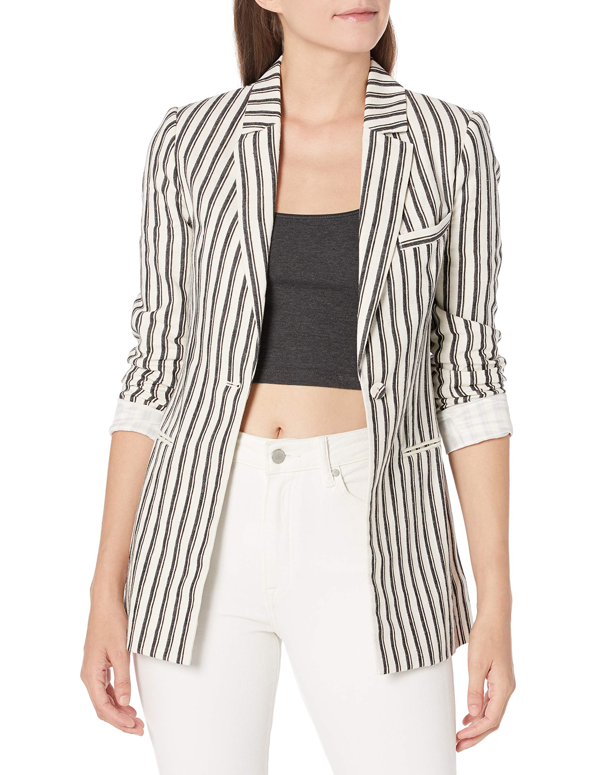 BCBGMAXAZRIA Women's Striped Long Sleeve Blazer Jacket - Professional Office Wear & Business Casual Outfits for Women