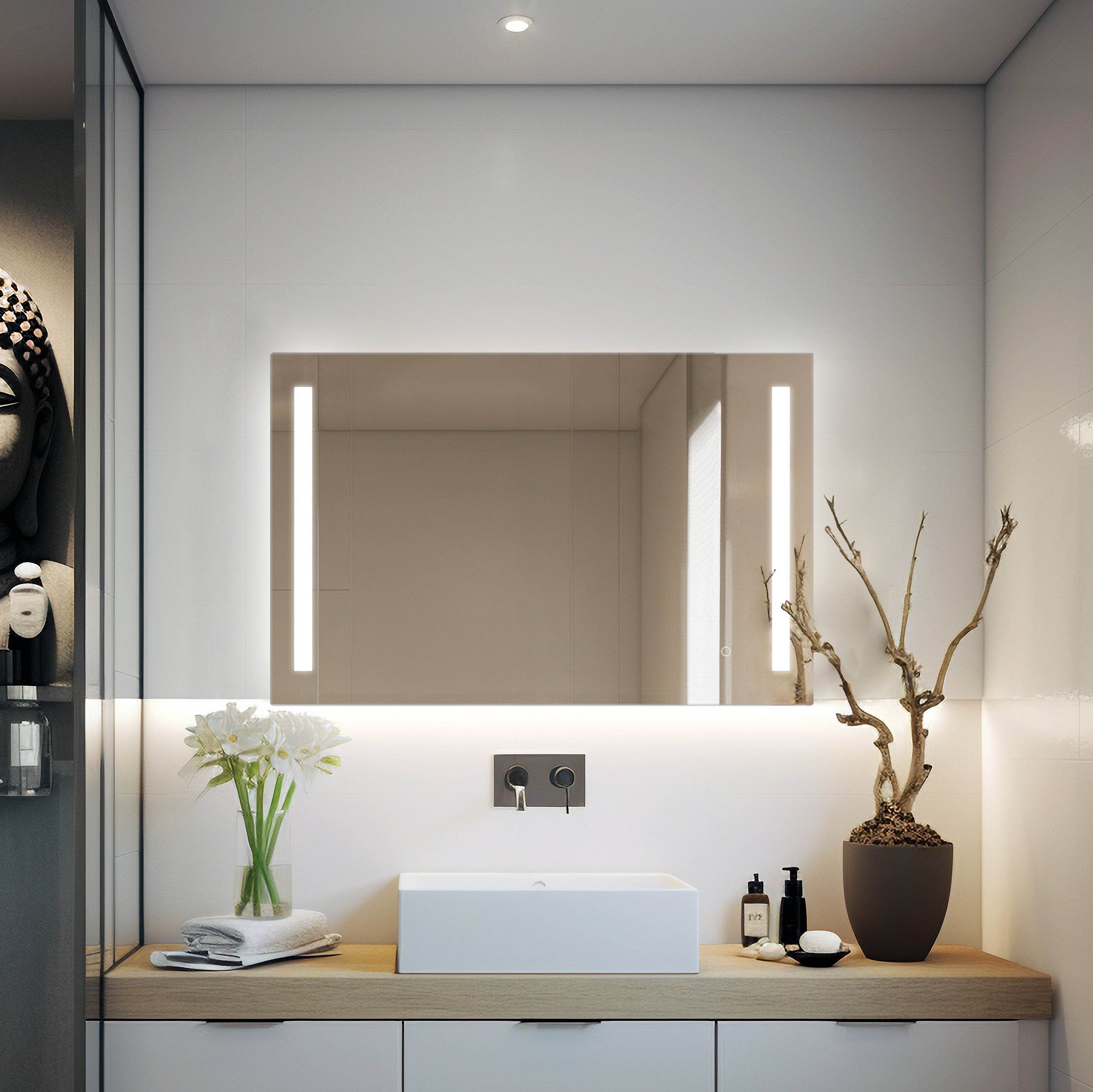 Treviso LED Bathroom Mirror with Adjustable Dimmer & Anti-Fog Function - 4 Size Options for Vanity, Makeup & Home Decor