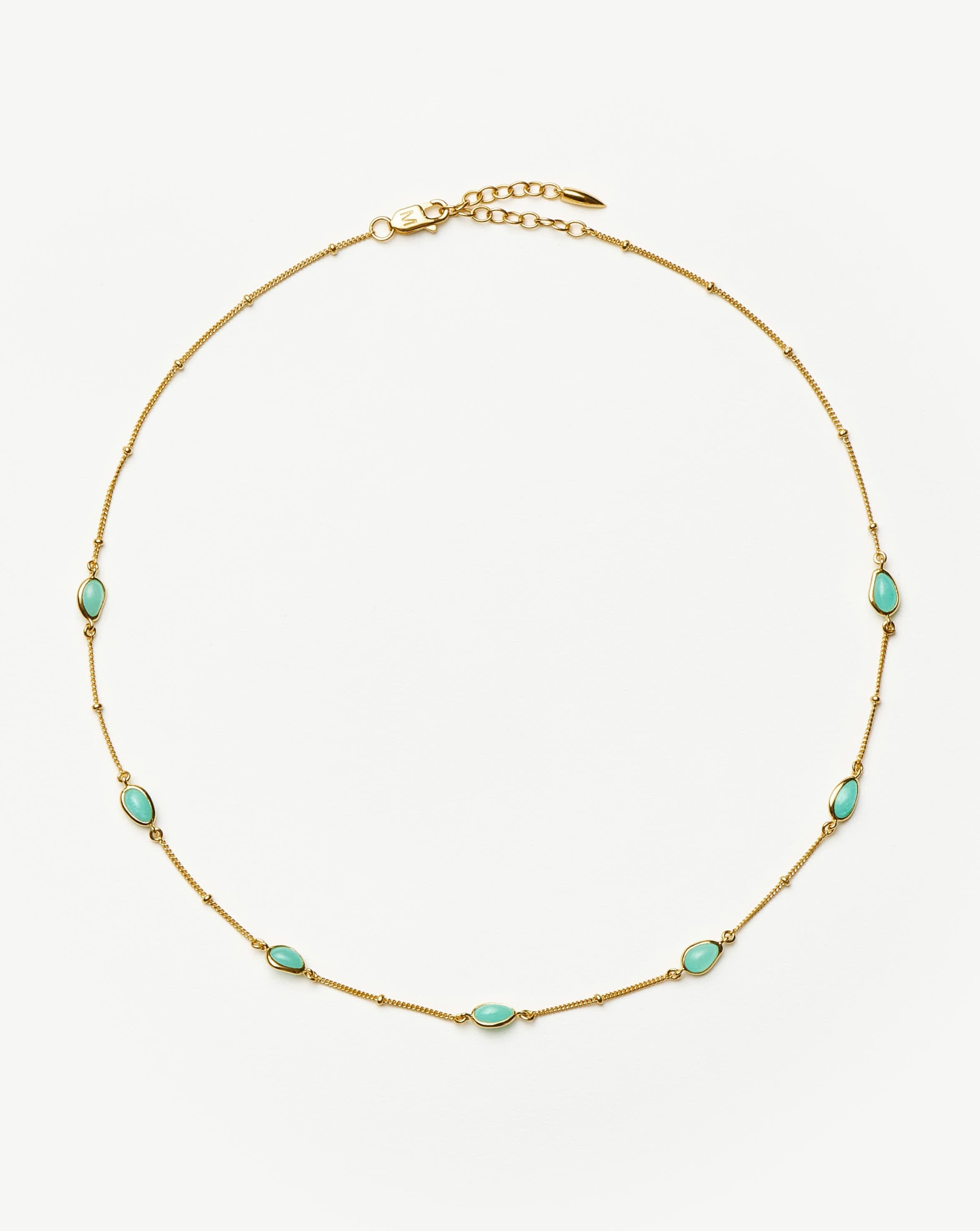 Magma Gemstone Charm Choker Necklace - 18k Gold Vermeil & Amazonite Stone | Elegant Layering Piece for Women, Perfect for Date Nights, Parties & Special Occasions