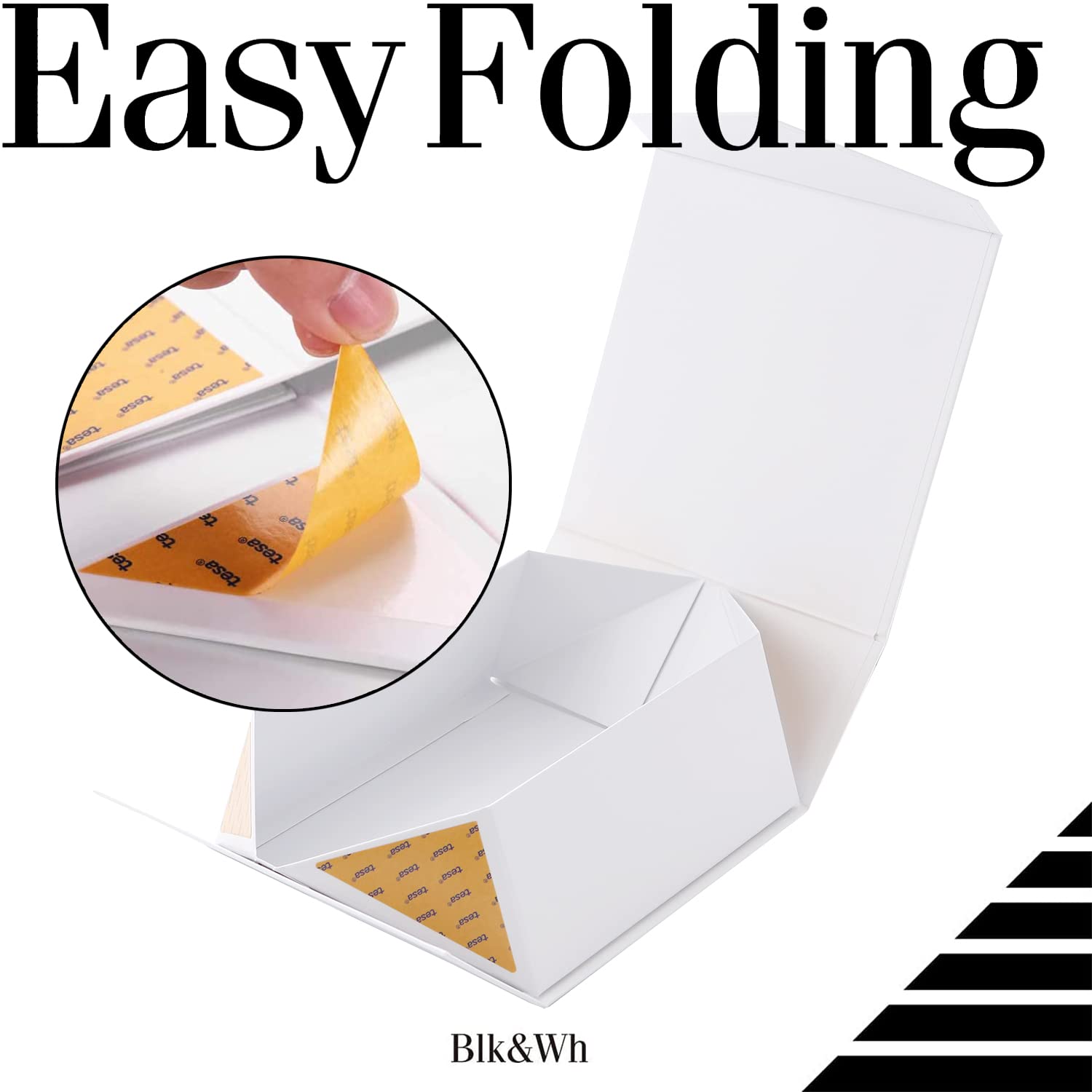 BLK&WH 7.5x7.5x3 Inch Matte White Gift Box with Magnetic Lid - Elegant Bridesmaid Proposal Box, Wedding Party Favor, Jewelry Packaging & Collapsible Storage Solution
