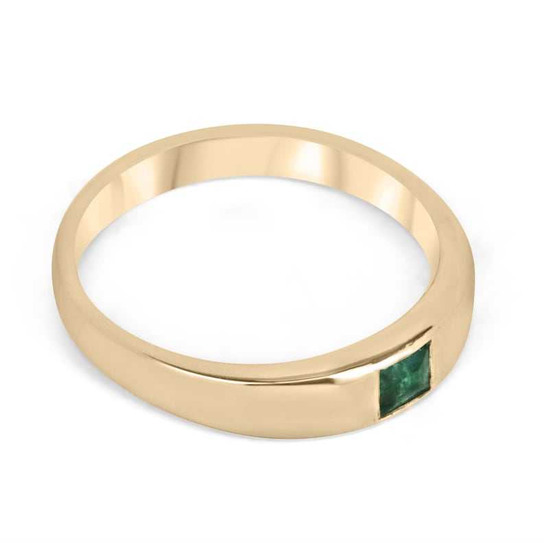 0.40ct 14K Gold Square Princess Cut Emerald Solitaire Stacking Pinky Ring for Women - Dainty Minimalist Jewelry Gift for Anniversary, Birthday & Special Occasions