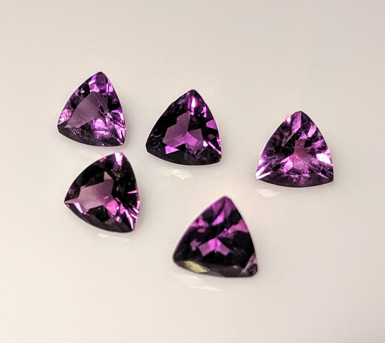 Natural Genuine Brazilian Amethyst Loose Stones - 4mm, 5mm, 6mm, or 7mm Trillion Cut | VVS Eye Clean | February Birthstone | Wholesale Bulk Gems for Jewelry Making, Wire Wrapping & Healing Crystals