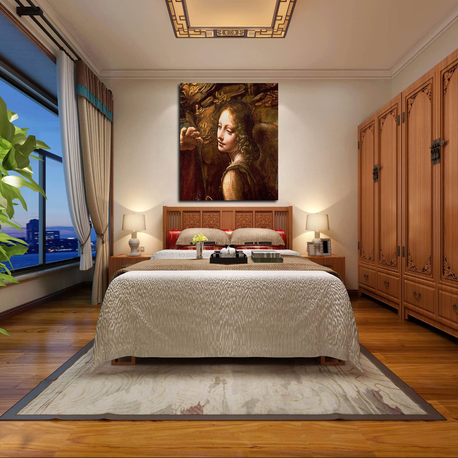 Da Vinci Canvas Wall Art - The Angel Framed Painting, Large Ready-to-Hang Canvas Art for Bedroom, Office & Living Room Decor | Renaissance Home Decor & Gift Idea