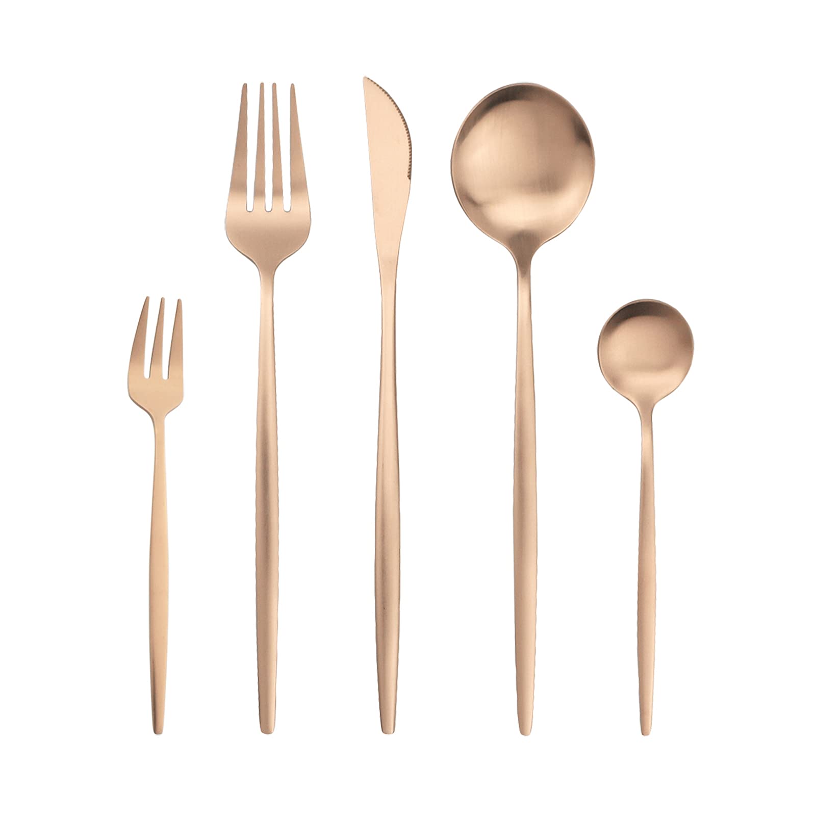 30-Piece Matte Rose Gold Flatware Set - 18/0 Stainless Steel Dinnerware for 6 - Elegant Cutlery for Dining, Dessert, Tea & Coffee - Perfect for Dinner Parties, Weddings & Holiday Gatherings