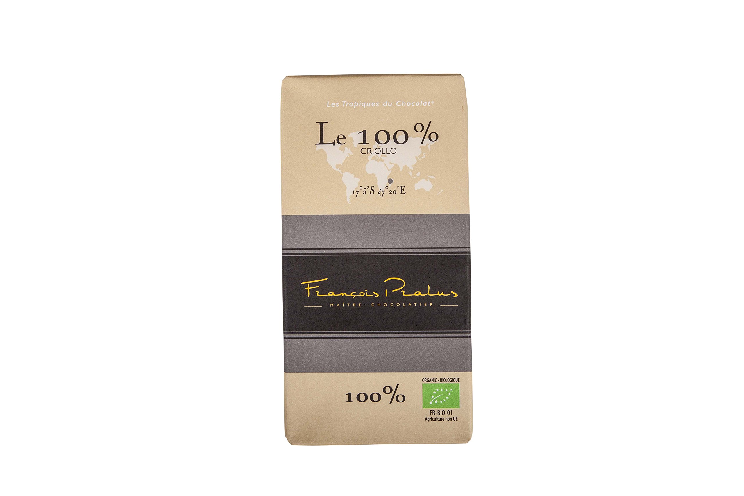 Francois Pralus 100% Dark Chocolate Bar - 9 Pack Gourmet French Chocolate Bars for Baking, Gifts & Healthy Snacking