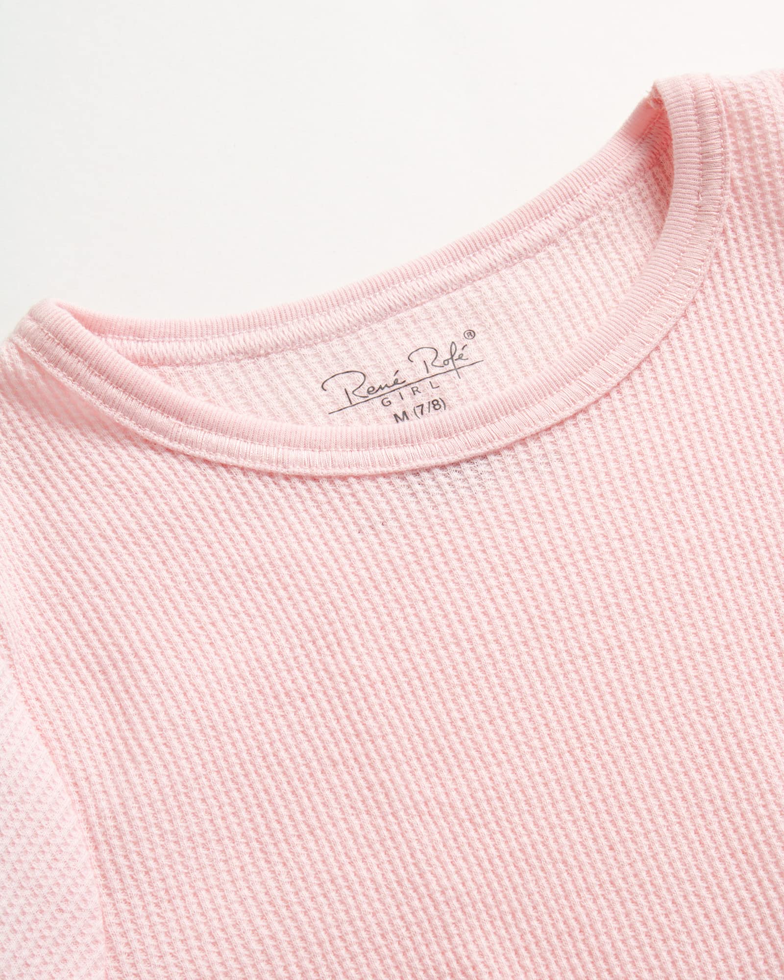Rene Rofe Girls' Thermal Underwear Set - 4 Piece Waffle Knit Top & Long Johns (2T-16) | Warm Winter Base Layer for Kids | Perfect for Snow Play, Skiing & Cold Weather Activities
