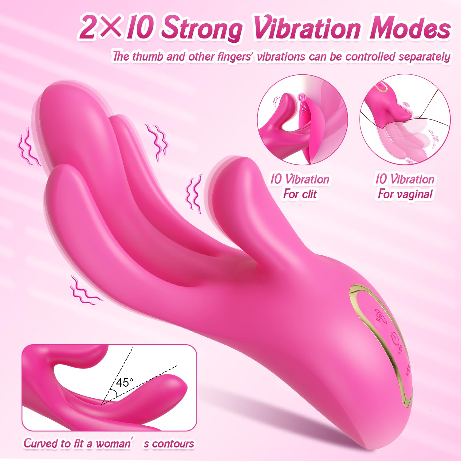 Women's Finger Vibrator - 10 Vibration Modes for G-Spot & Clitoral Stimulation | Couples Sex Toy