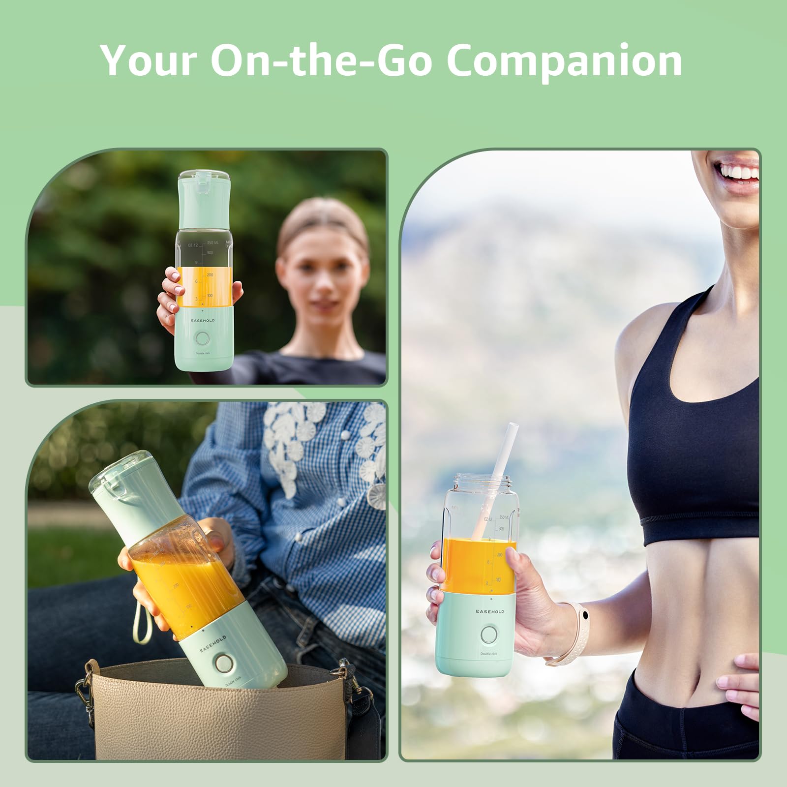 Portable Blender for Smoothies & Juices - 6 Blade Rechargeable Personal Blender, BPA Free Mini Blender for Shakes, Travel, Gym & Kitchen - Perfect for On-the-Go Healthy Drinks, Post-Workout Recovery & Home Meal Prep