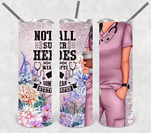 20 oz Insulated Tumbler with Lid & Straw - Nurse Gift 