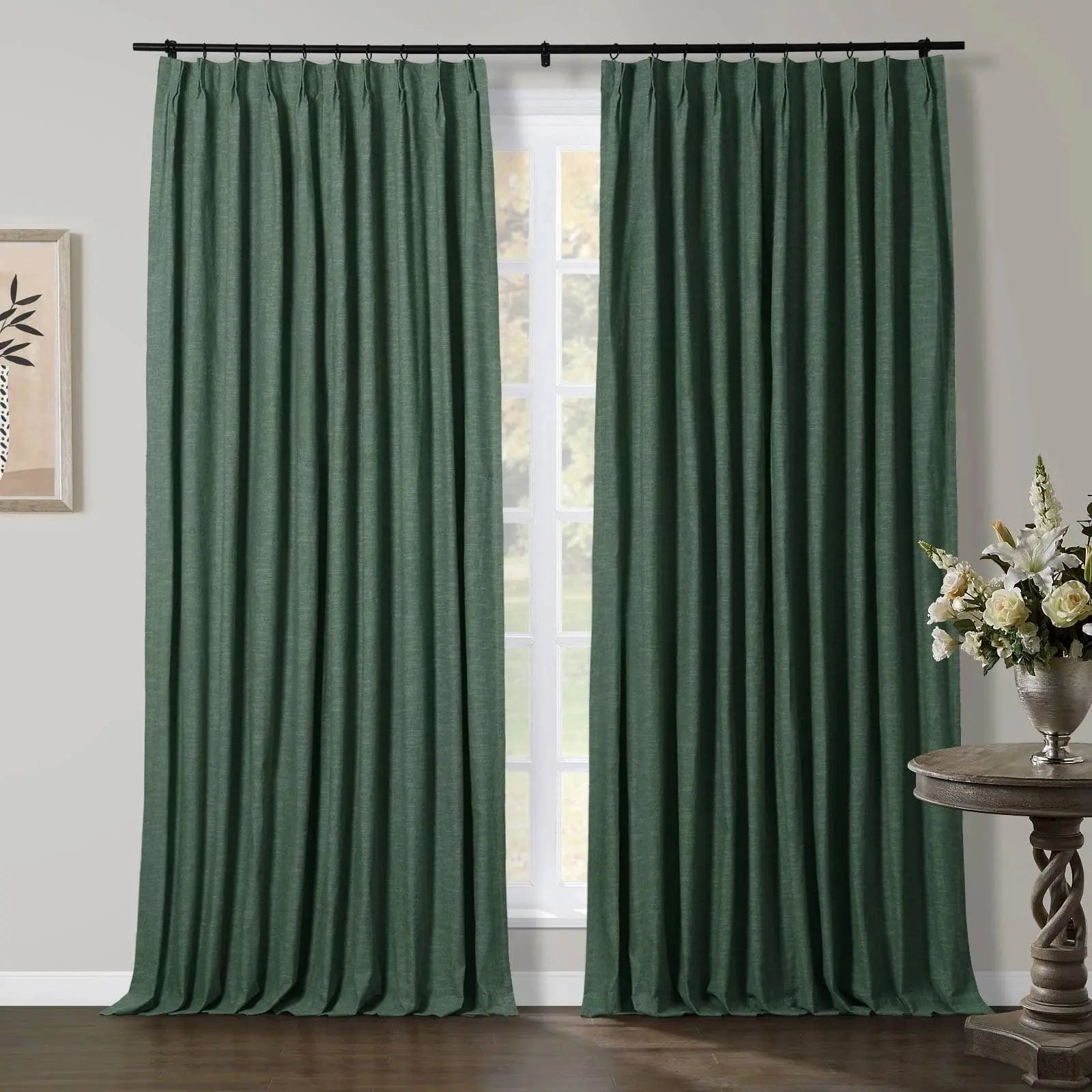 Luxury Linen Cotton Pleated Curtains - Blackout Drapes for Living Room & Bedroom - Elegant Home Decor Window Treatments