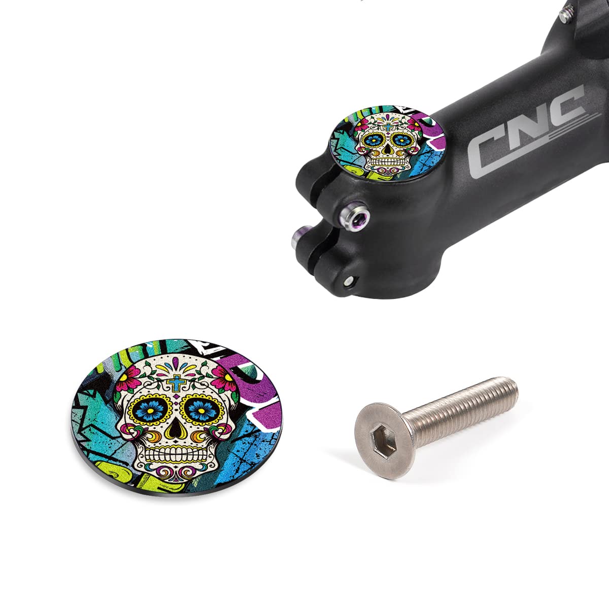 Chooee Bike Headset Top Cap - MTB Jigsaw Headset Top Cover with Bolts for Road Bikes & Mountain Bikes (1 1/8
