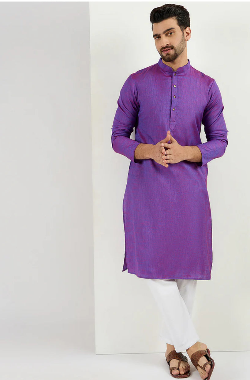 Stylish Purple Cotton Solid Woven Straight Kurta for Women | Comfortable Ethnic Wear for Festivals, Parties & Daily Wear