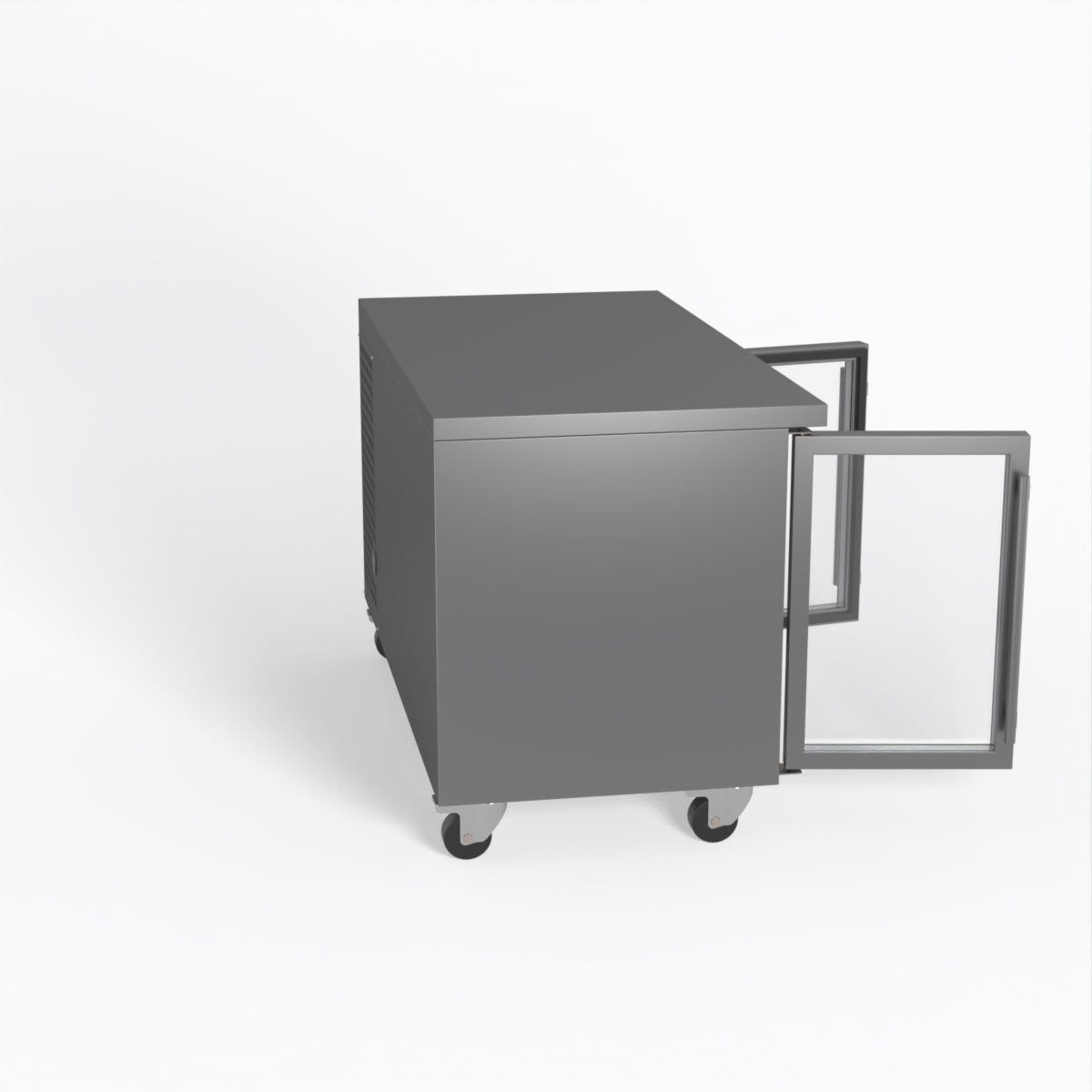 Commercial Glass Door Refrigerator - 2 Door Under Counter Display Fridge 700mm Depth GNX2100TNG - Perfect for Restaurants, Cafes, and Retail Stores
