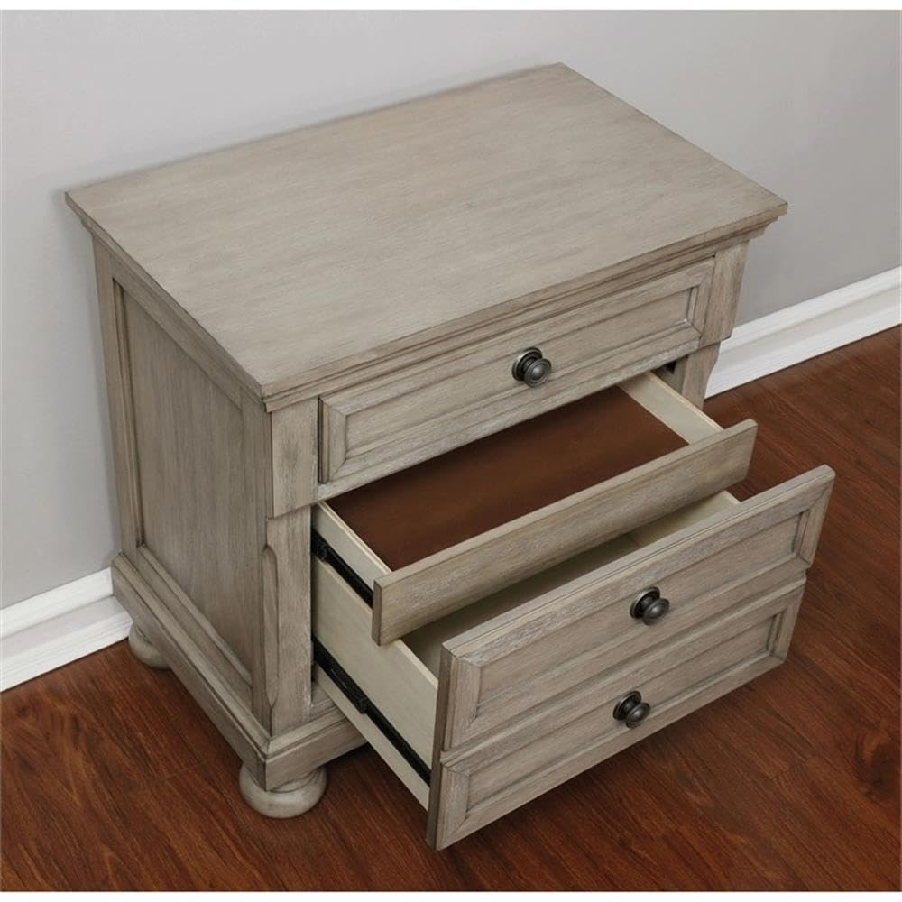 FOA Frigga Transitional 3-Piece Gray Wood Bedroom Set - King Size Bed & 2 Nightstands | Modern Bedroom Furniture for Master Suite & Guest Room