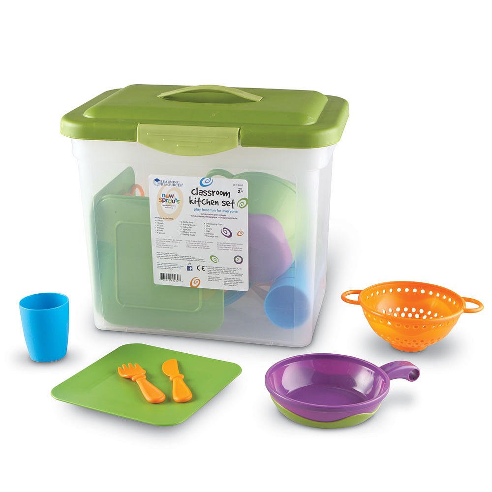 Learning Resources New Sprouts Classroom Kitchen Set - 45 Piece Pretend Play Food for Toddlers & Preschoolers, Educational Kitchen Toys for Kids Ages 2+, Perfect for Daycare, Homeschool & Early Childhood Development