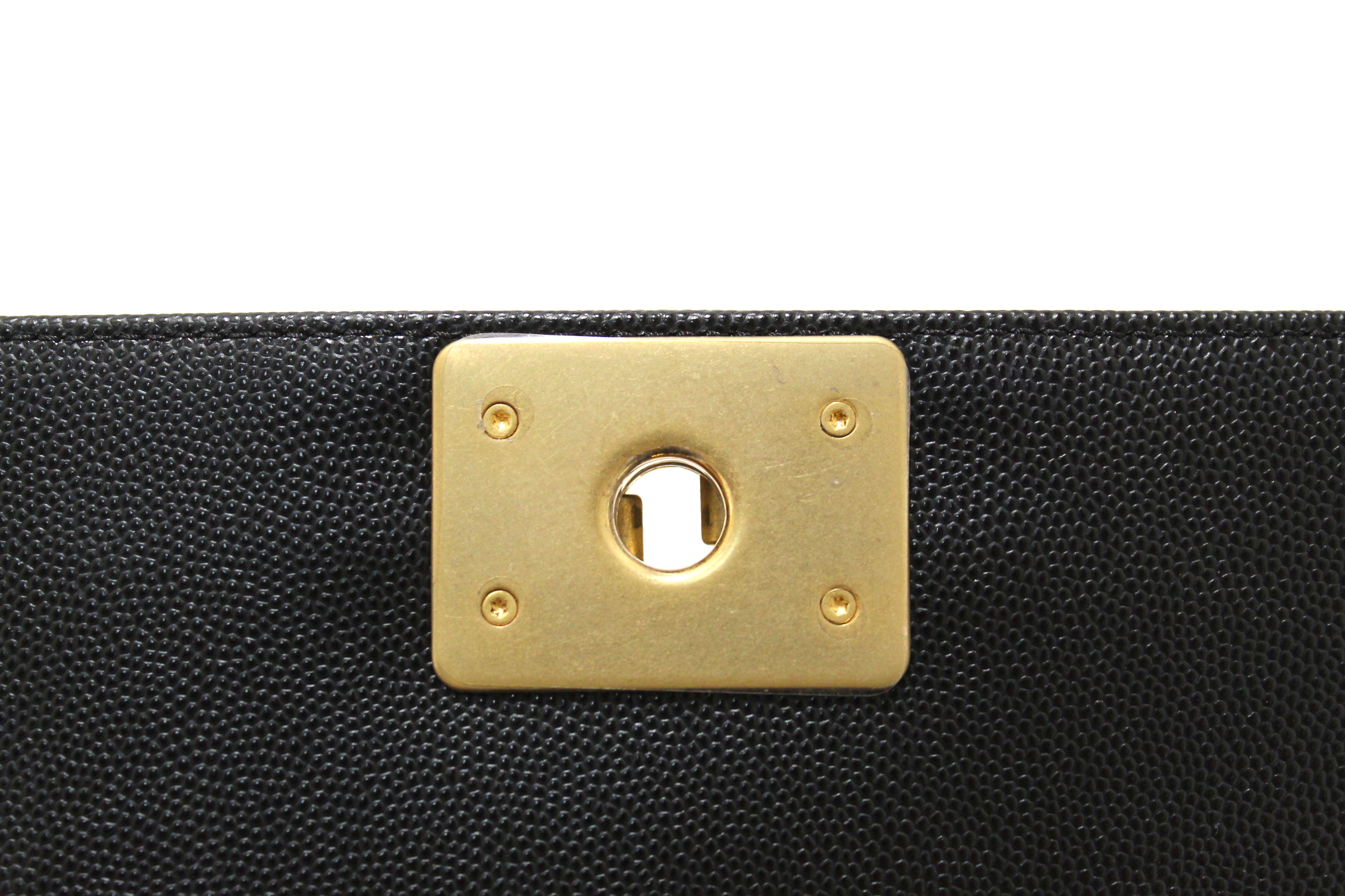Authentic Chanel Black Quilted Caviar Leather Small Boy Flap Shoulder Bag - Luxury Designer Handbag for Women, Perfect for Evening Events, Parties & Special Occasions