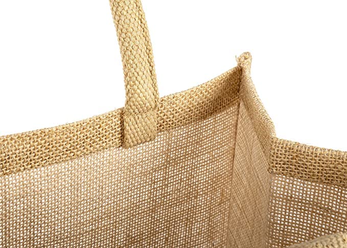 10 Pack Extra Large Jute Burlap Tote Bags - 18”x13”x8” Eco-Friendly Beach Bags with Cotton Handles for Shopping, Groceries, Picnics & Farmers Market