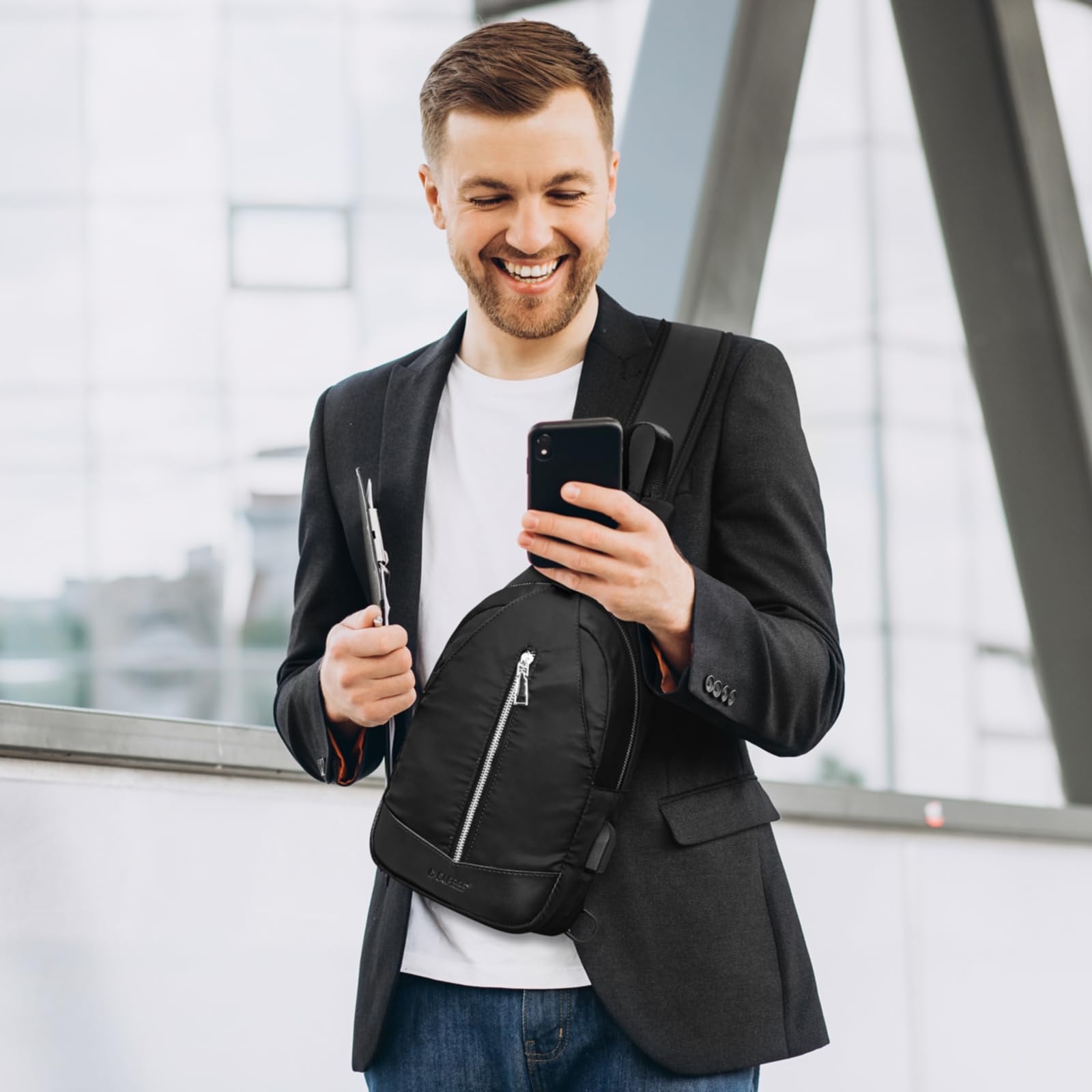 G4Free RFID Blocking Crossbody Sling Backpack - Anti-Theft Chest Shoulder Bag for Men & Women with Earphone Hole - Perfect for Hiking, Travel & Daily Commute