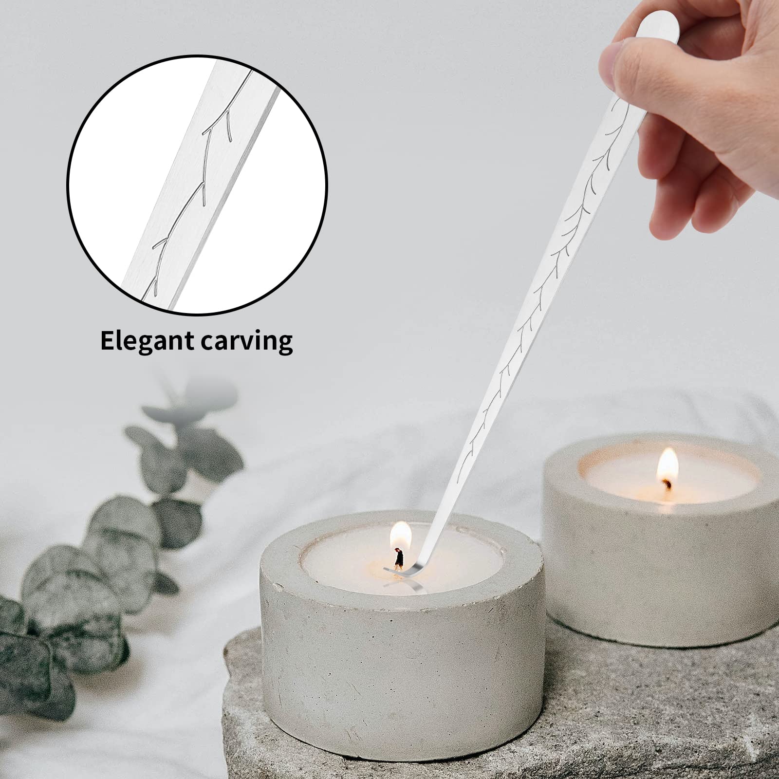 Kirecoo 3-in-1 Candle Accessory Set - Wick Trimmer, Snuffer & Dipper for Candle Care (Silver) | Perfect for Home Decor, Relaxation & Aromatherapy