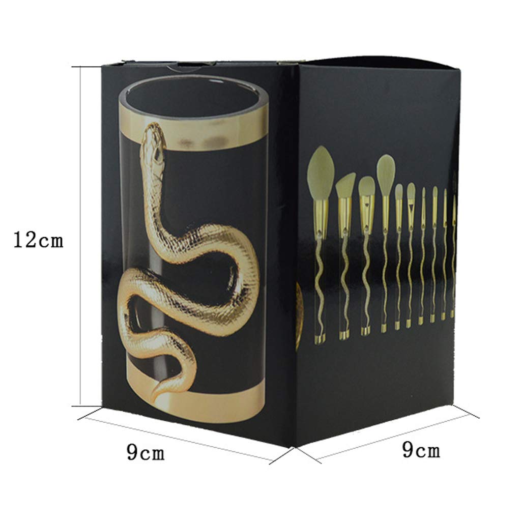 3D Snake Makeup Brush Set - 10 Piece Portable Artificial Fiber Brushes with Plastic Handle for Professional & Everyday Makeup Application - Perfect for Travel, Home & Salon Use
