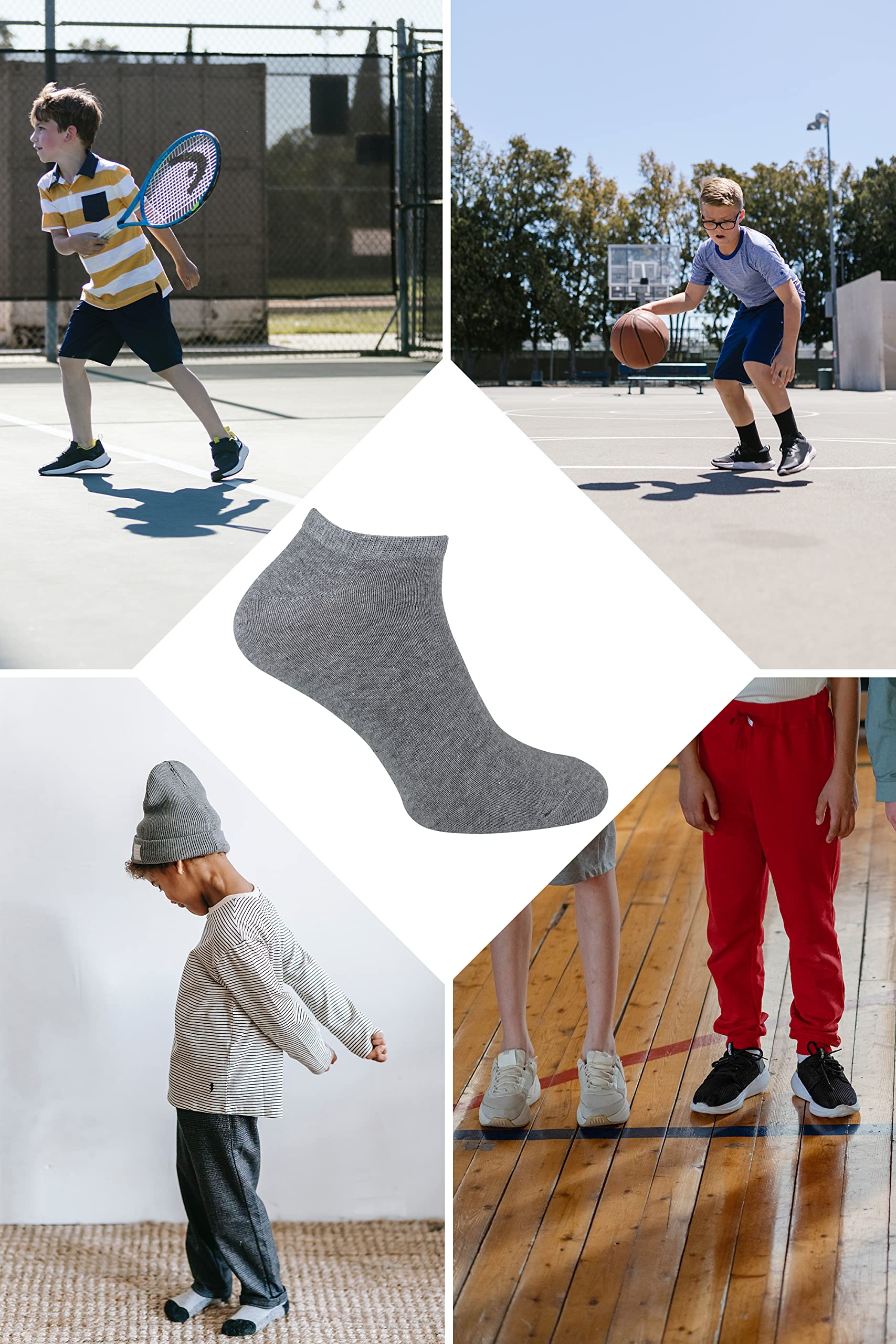 12 Pairs Kids Ankle Trainer Socks - Breathable Cotton Low Cut Socks for Boys & Girls | Athletic, Running, School & Daily Wear | Non-Slip Comfort Socks for Active Kids