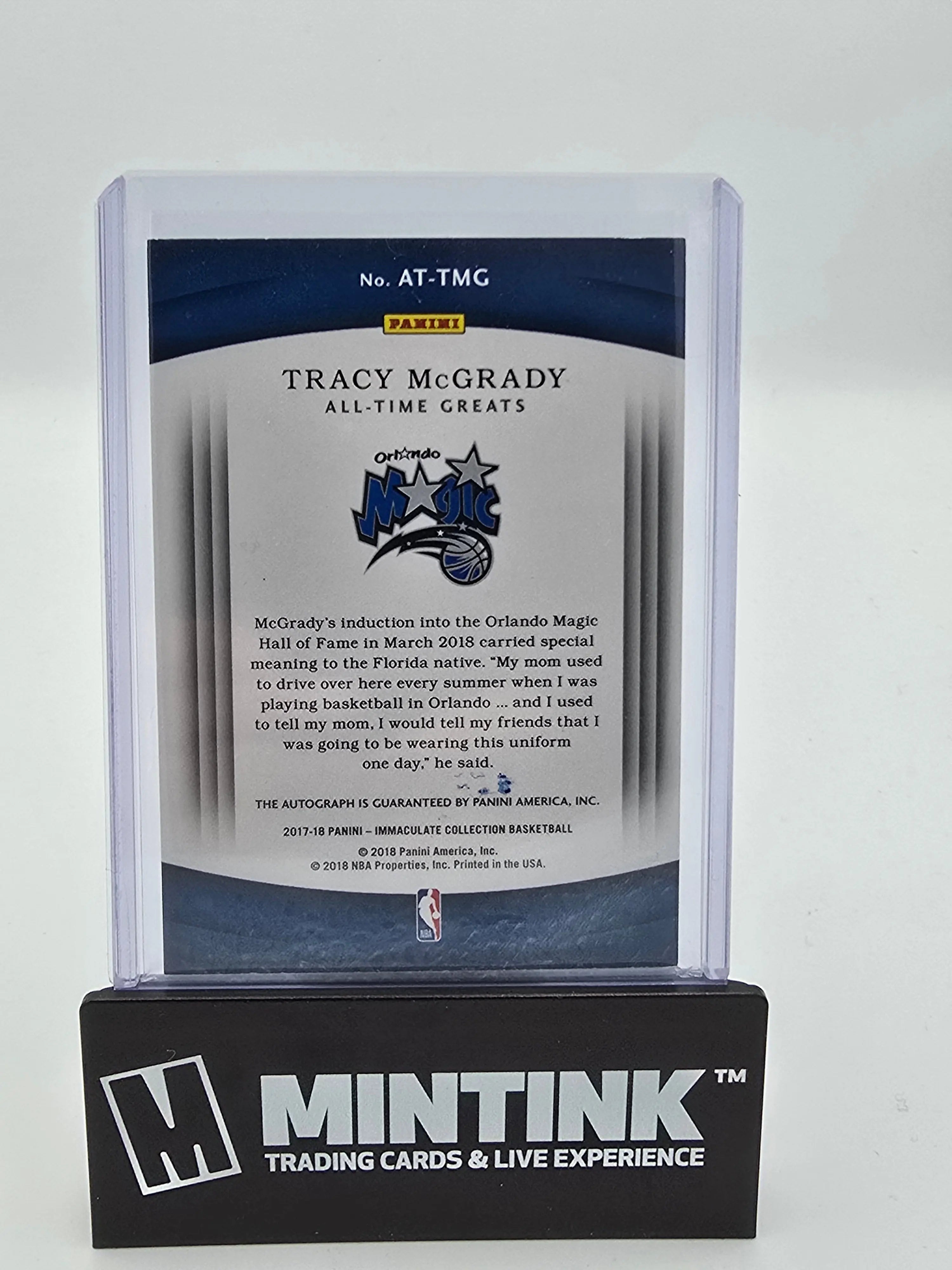 2017-18 Panini Immaculate Basketball Tracy McGrady All-Time Greats Autographed Card 24/49 - NBA Collectible Memorabilia for Fans & Investors