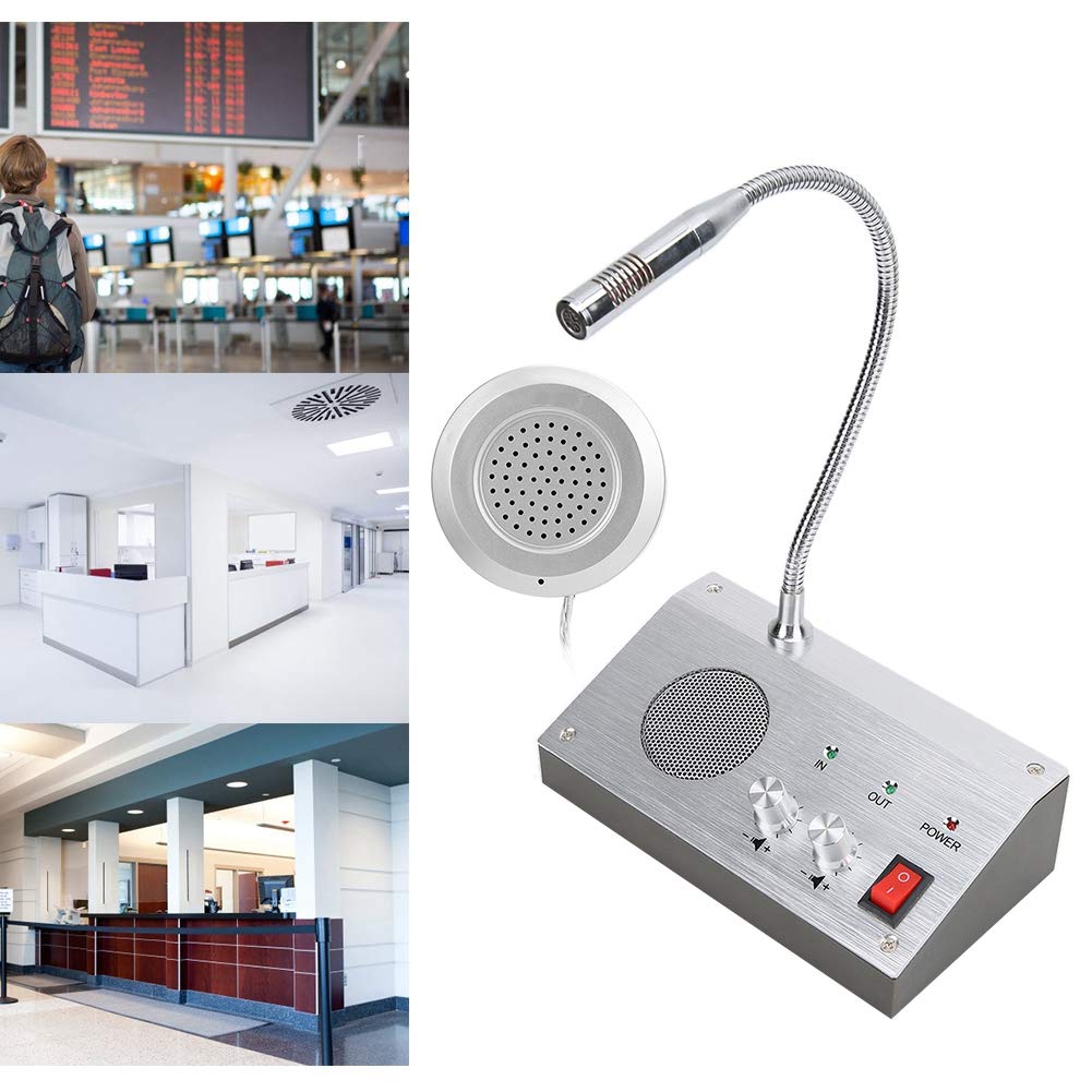Dual Way Window Speaker Intercom System - Anti-Interference Through Glass Communication, High-Strength Aluminum Alloy Shell for Clear Sound - Perfect for Bank, Office, Retail Store & Transportation Station Windows (Secure Customer Service Solution)